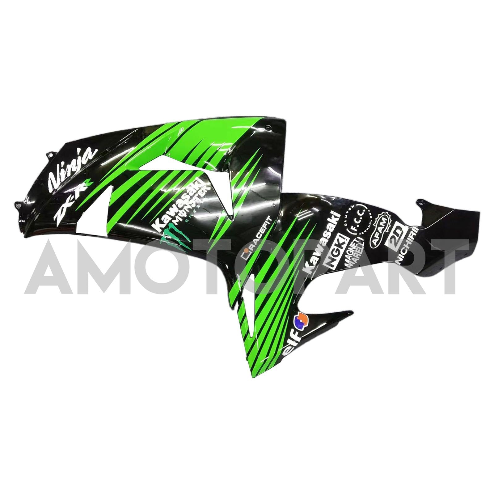 Amotopart 2006-2007 Kawasaki ZX10R グリーン&ブラック モンスターロゴ Style2 フェアリングキット