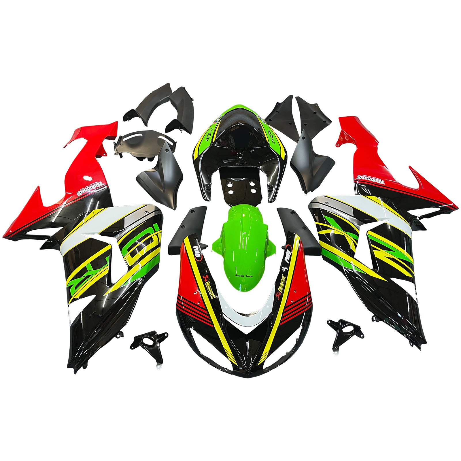 Amotopart 2006-2007 Kawasaki ZX10R Kit de carénage vert et rouge