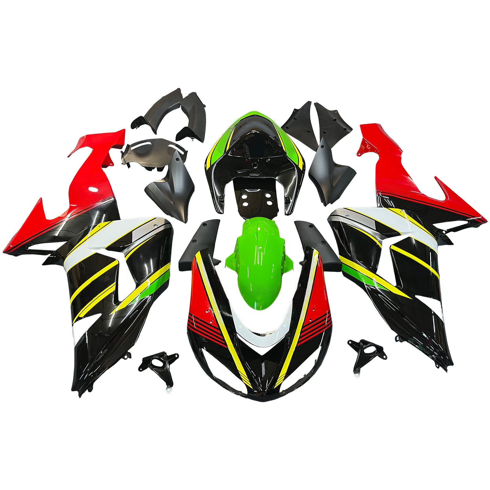 Amotopart 2006-2007 Kawasaki ZX10R Green&Red Fairing Kit