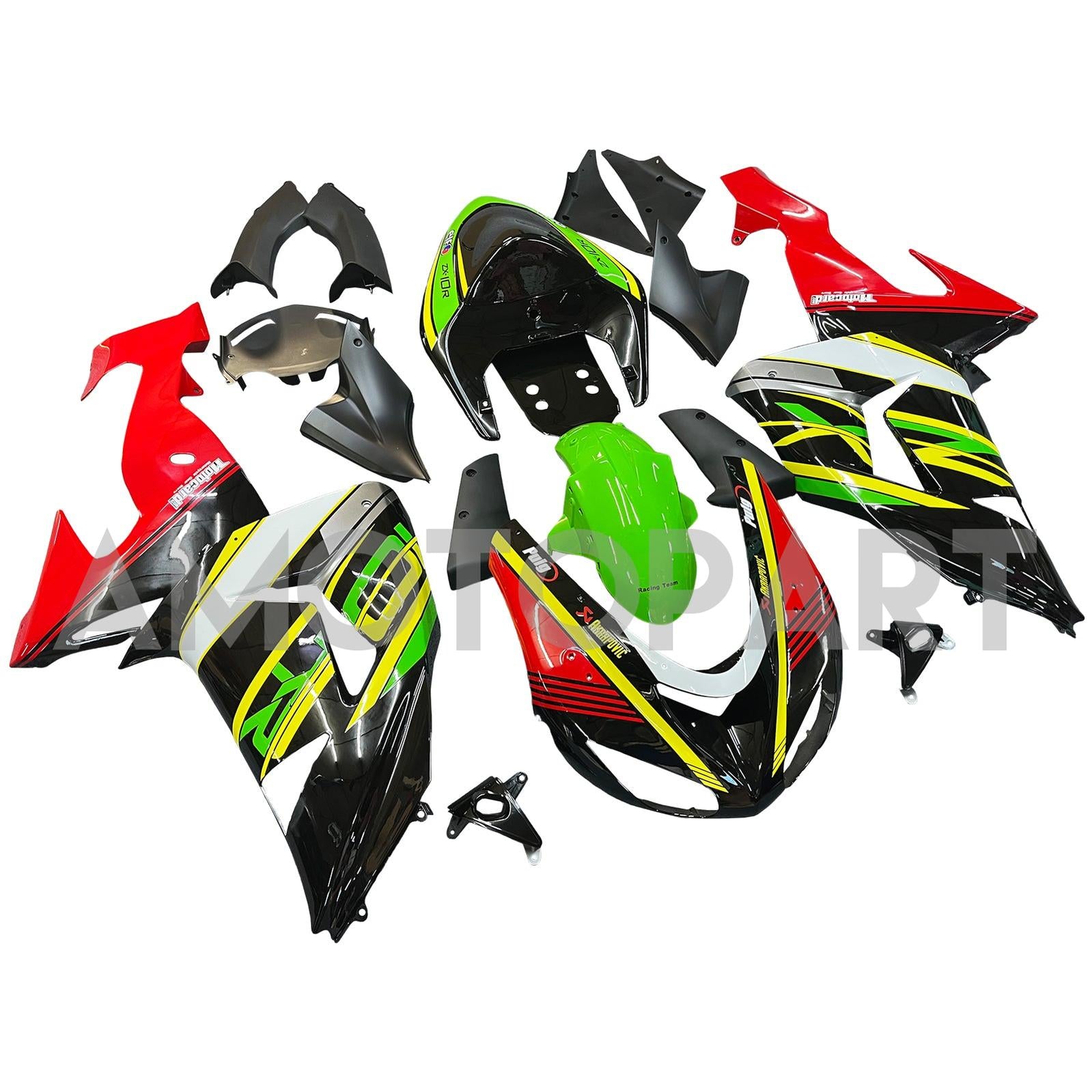 Amotopart 2006-2007 Kawasaki ZX10R Green & Red Failing Kit
