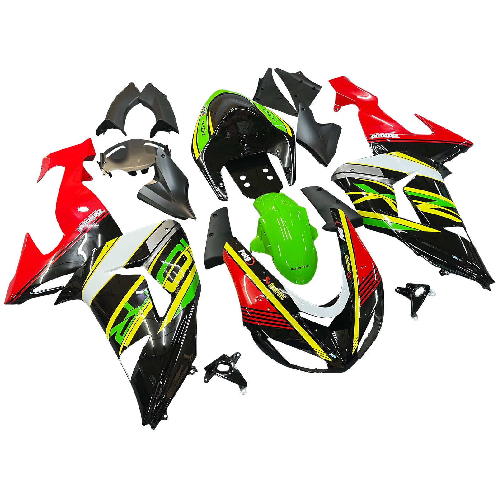 Amotopart 2006-2007 Kawasaki ZX10R Green&Red Fairing Kit