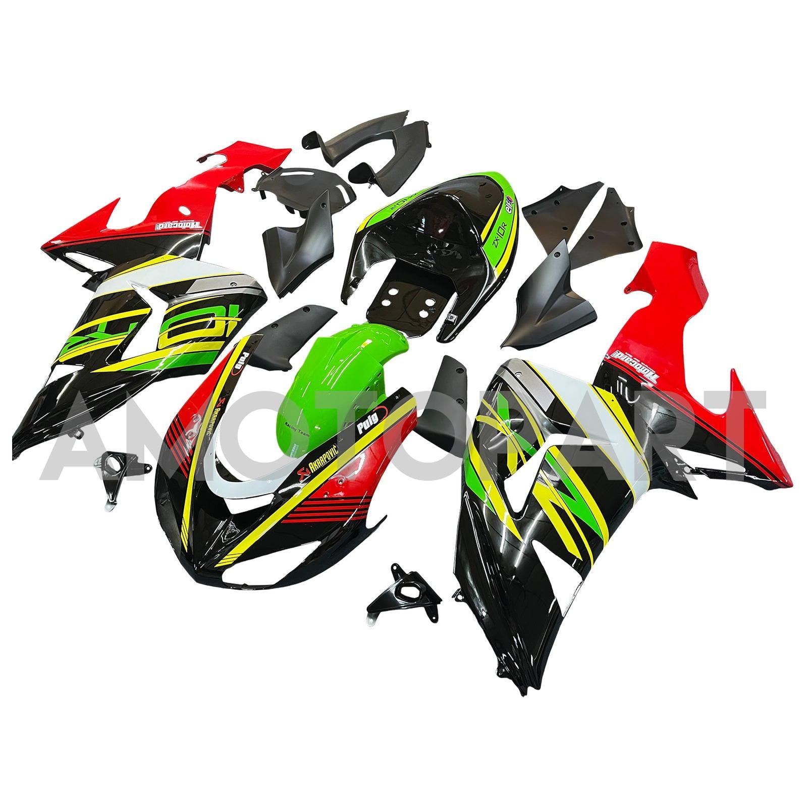Amotopart 2006-2007 Kawasaki ZX10R Green & Red Failing Kit