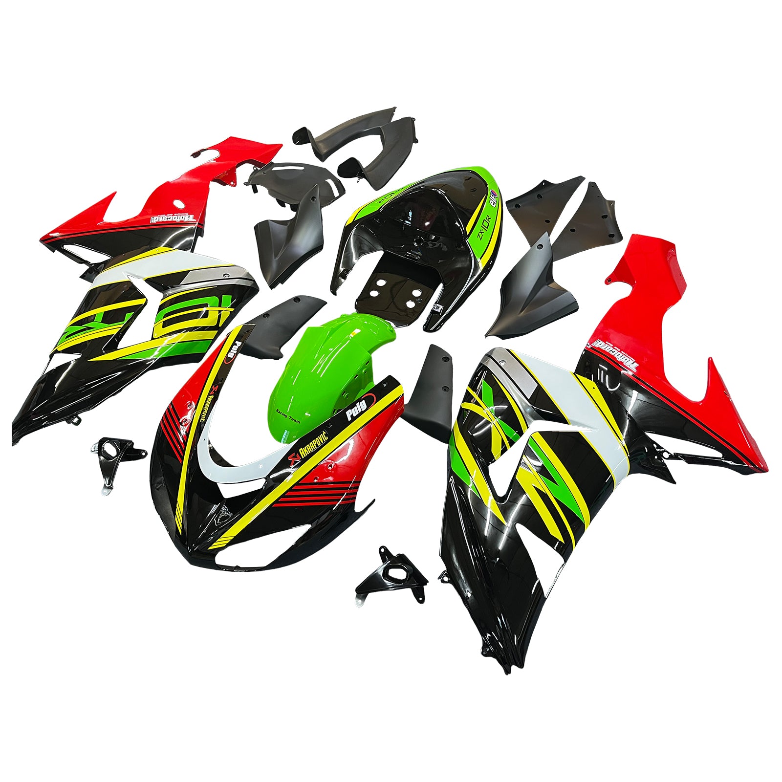 Amotopart 2006-2007 Kawasaki ZX10R Green&Red Fairing Kit