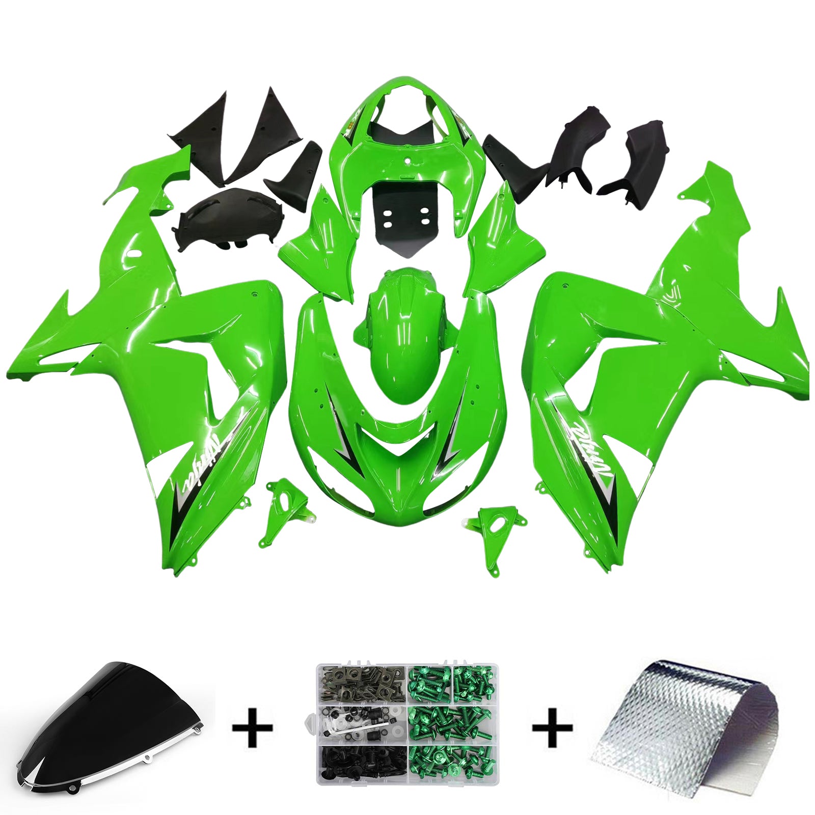 Amotopart 2006–2007 Kawasaki ZX10R grünes Verkleidungsset