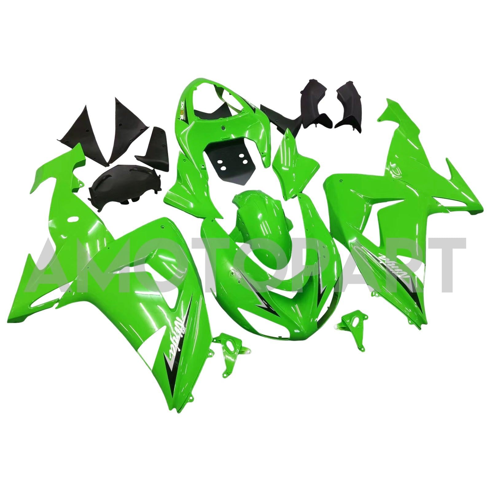 Amotopart 2006-2007 Kawasaki ZX10R Green Fairing Kit