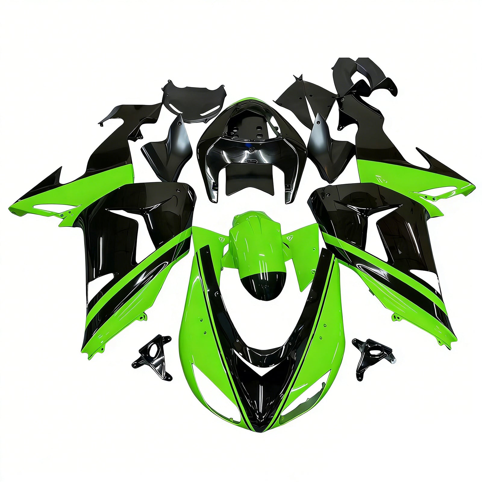 Amotopart 2006-2007 Kawasaki ZX10R Green&Black Style1 Fairing Kit