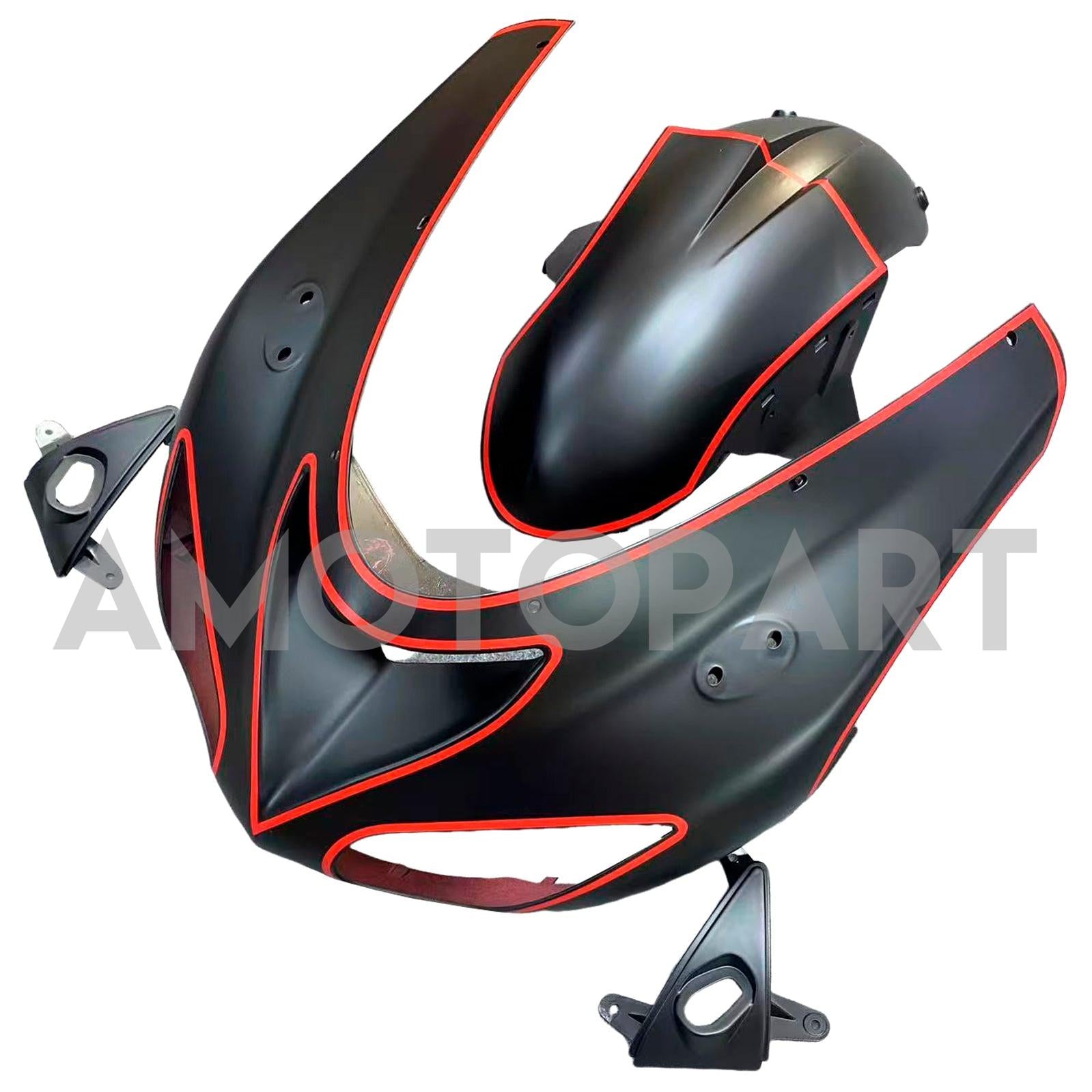 Amotopart 2006-2007 Kawasaki ZX10R Matte Black with Red Stripe Fairing Kit