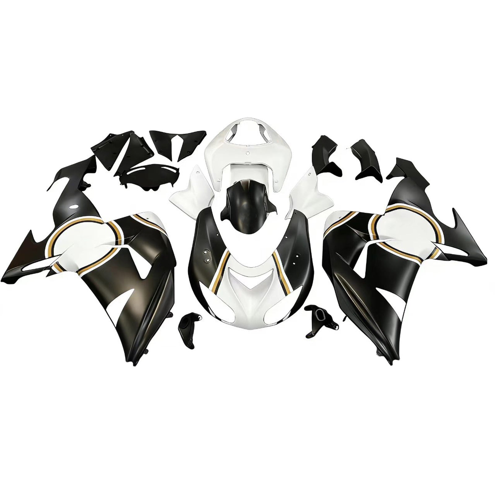 Amotopart 2006-2007 Kawasaki ZX10R Matte Black&White Lucky Strike Fairing Kit