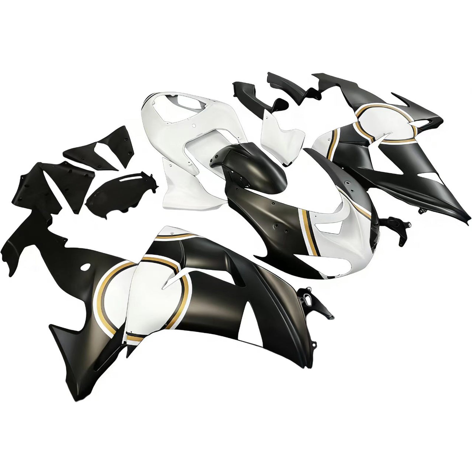Amotopart 2006-2007 Kawasaki ZX10R Matte Black&White Lucky Strike Fairing Kit