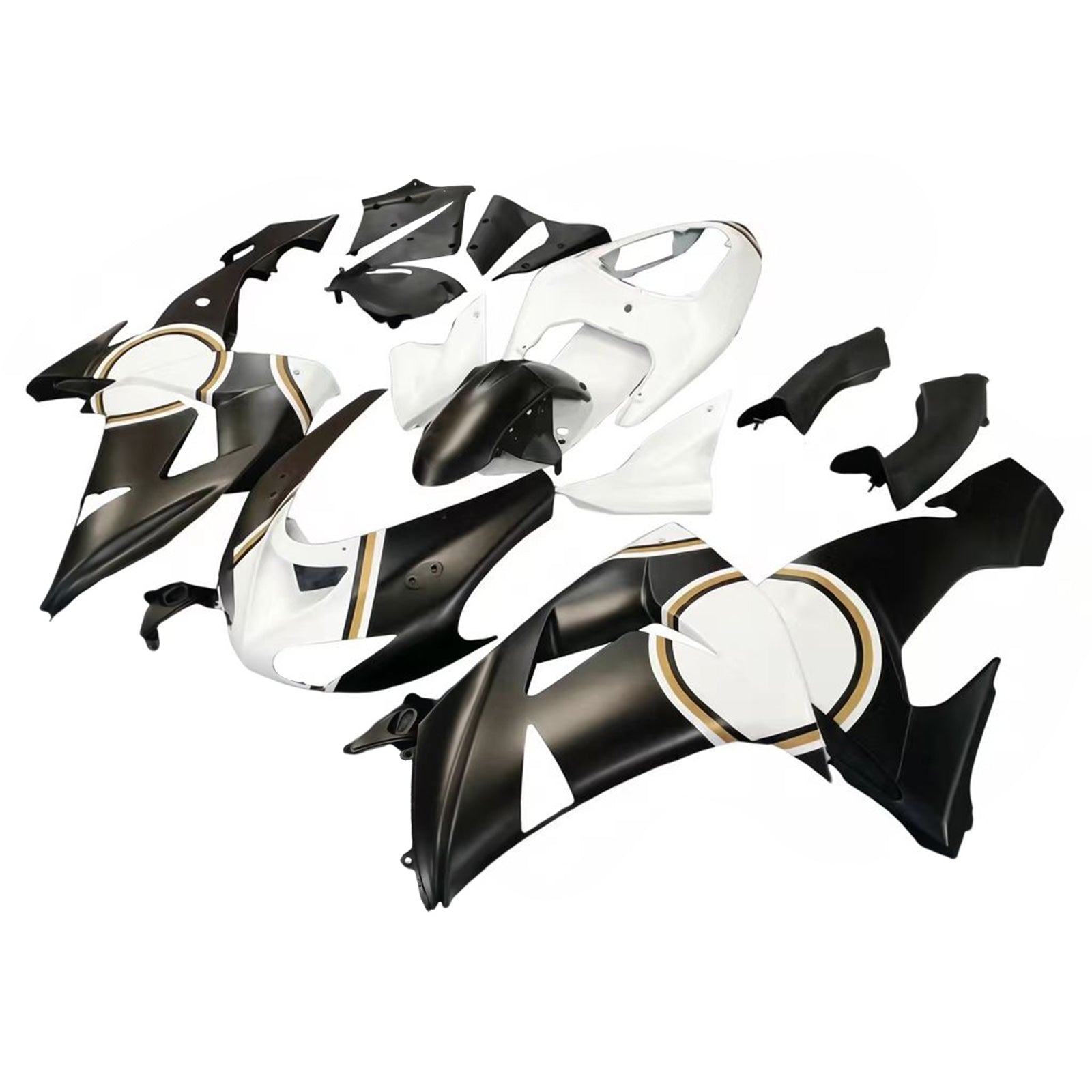 Amotopart 2006-2007 Kawasaki ZX10R Matte Black&White Lucky Strike Fairing Kit