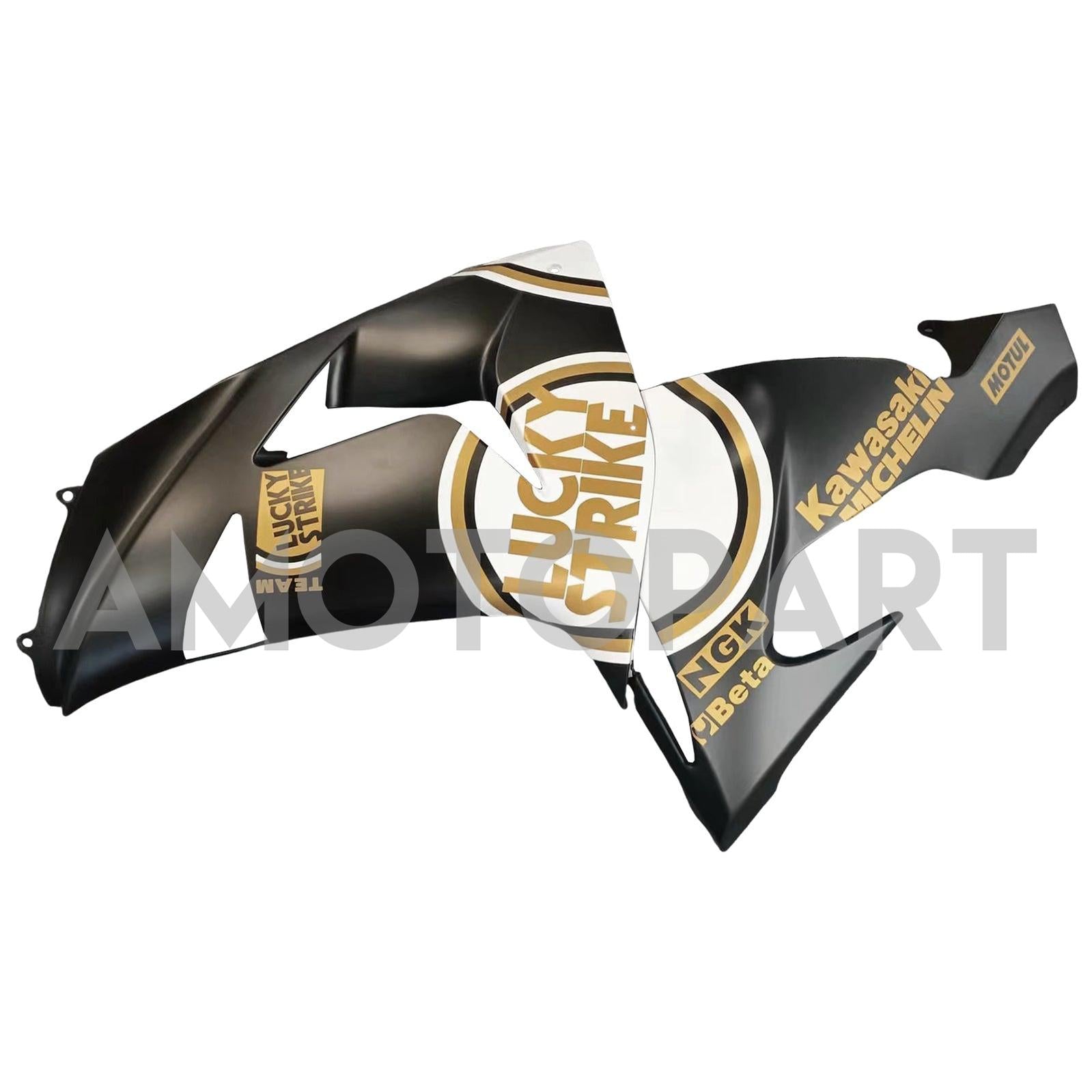 Amotopart 2006-2007 Kawasaki ZX10R Matte Black&White Lucky Strike Fairing Kit