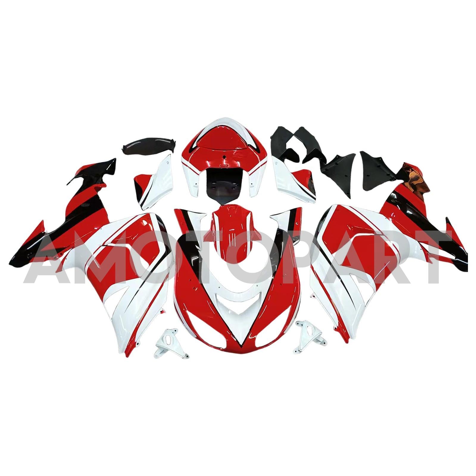 Amotopart 2006-2007 Kawasaki ZX10R Red White Fairing Kit