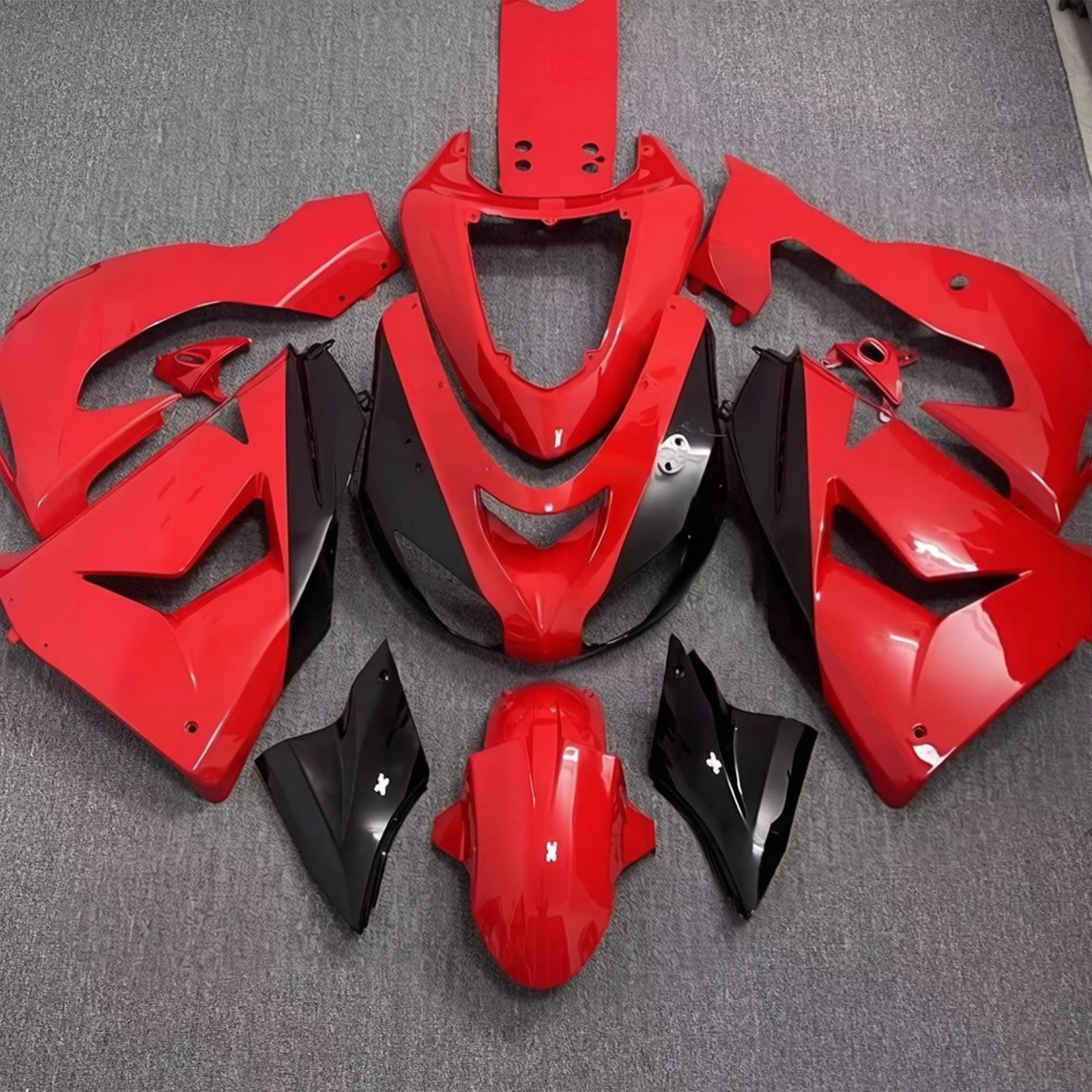 Amotopart 2006-2007 Kawasaki ZX10R Glossy Red Black Fairing Kit