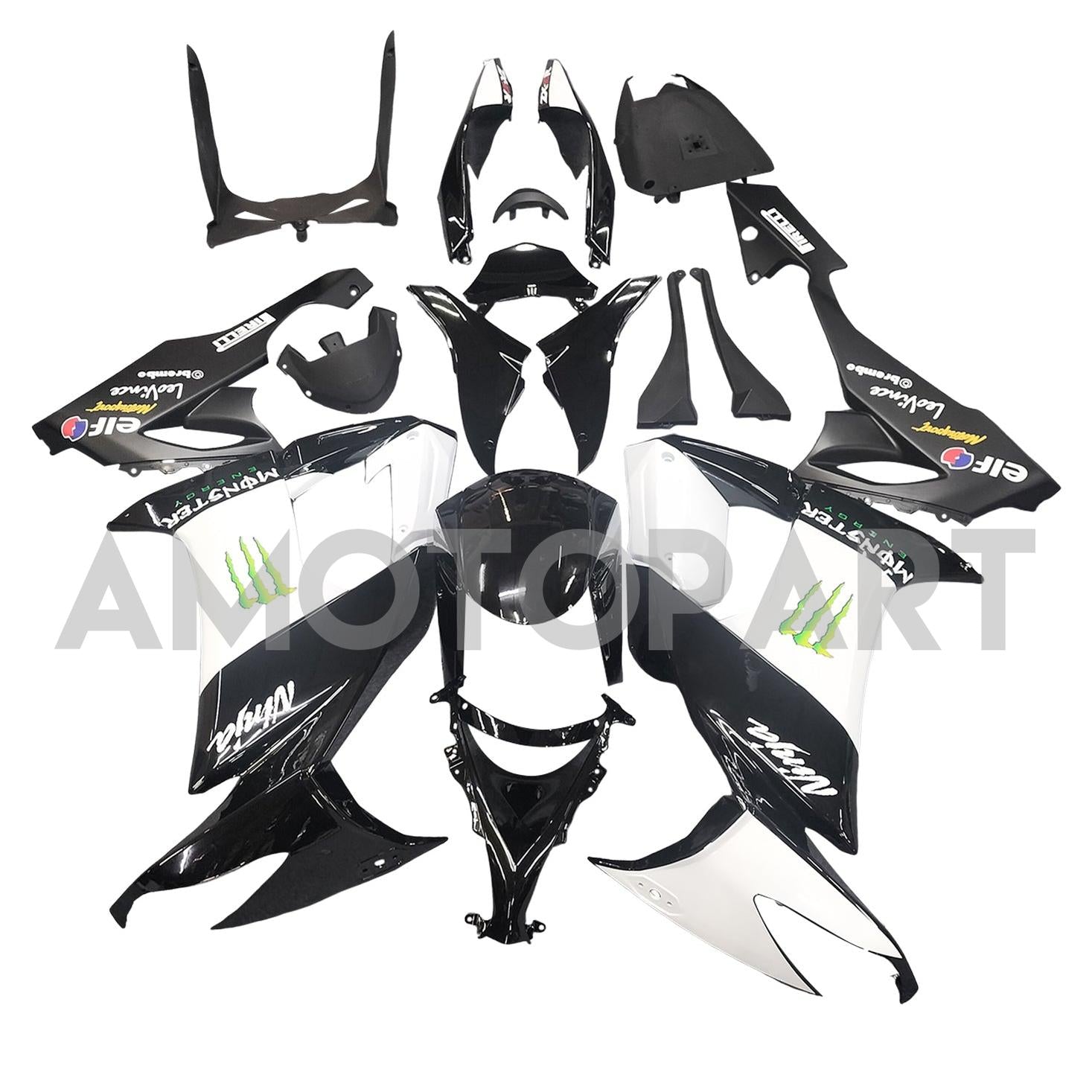 Amotopart Kawasaki ZX10R 2008-2010 Black With Scratch Logo Fairing Kit