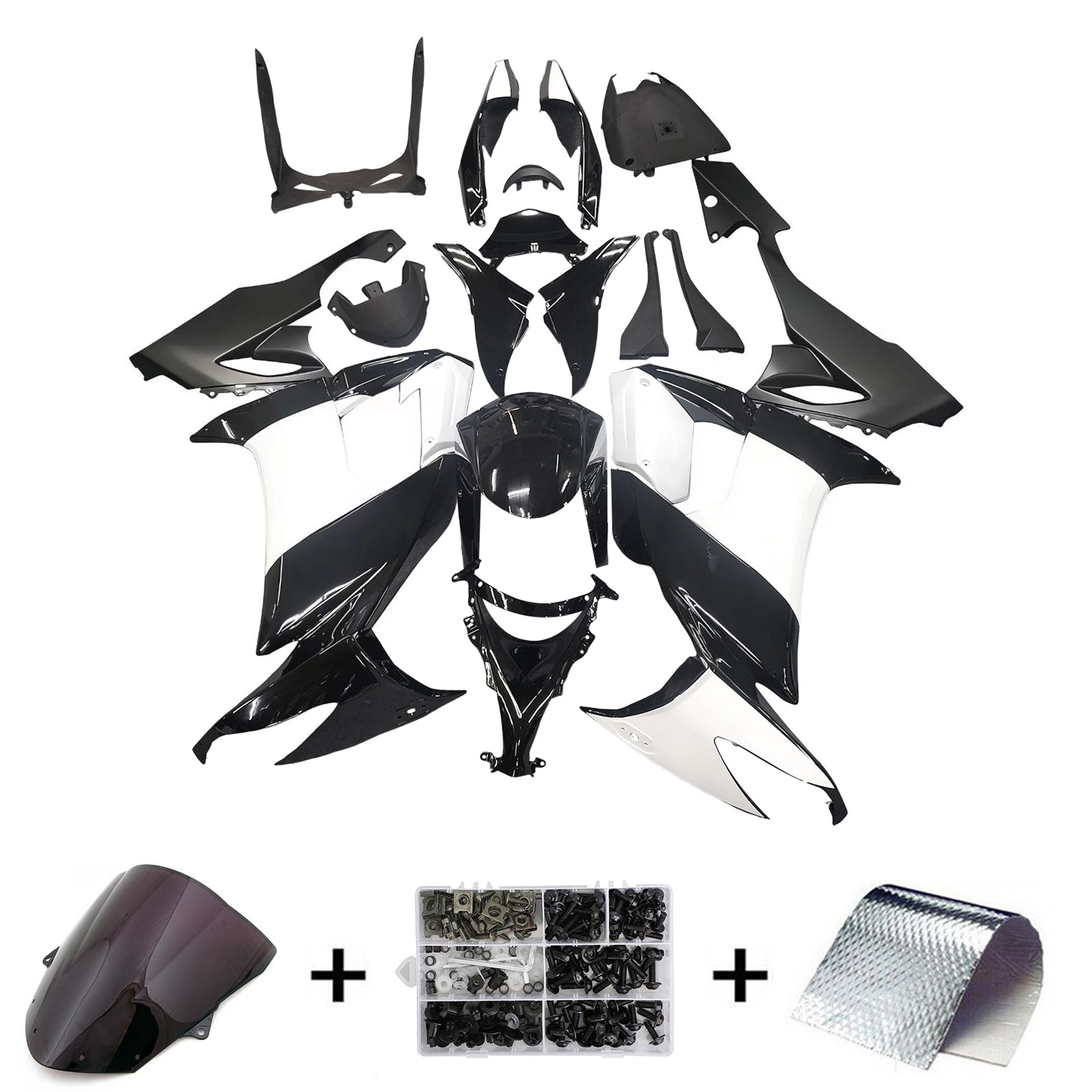 Amotopart Kawasaki ZX10R 2008-2010 Black with Scratch Logo Fairing Kit