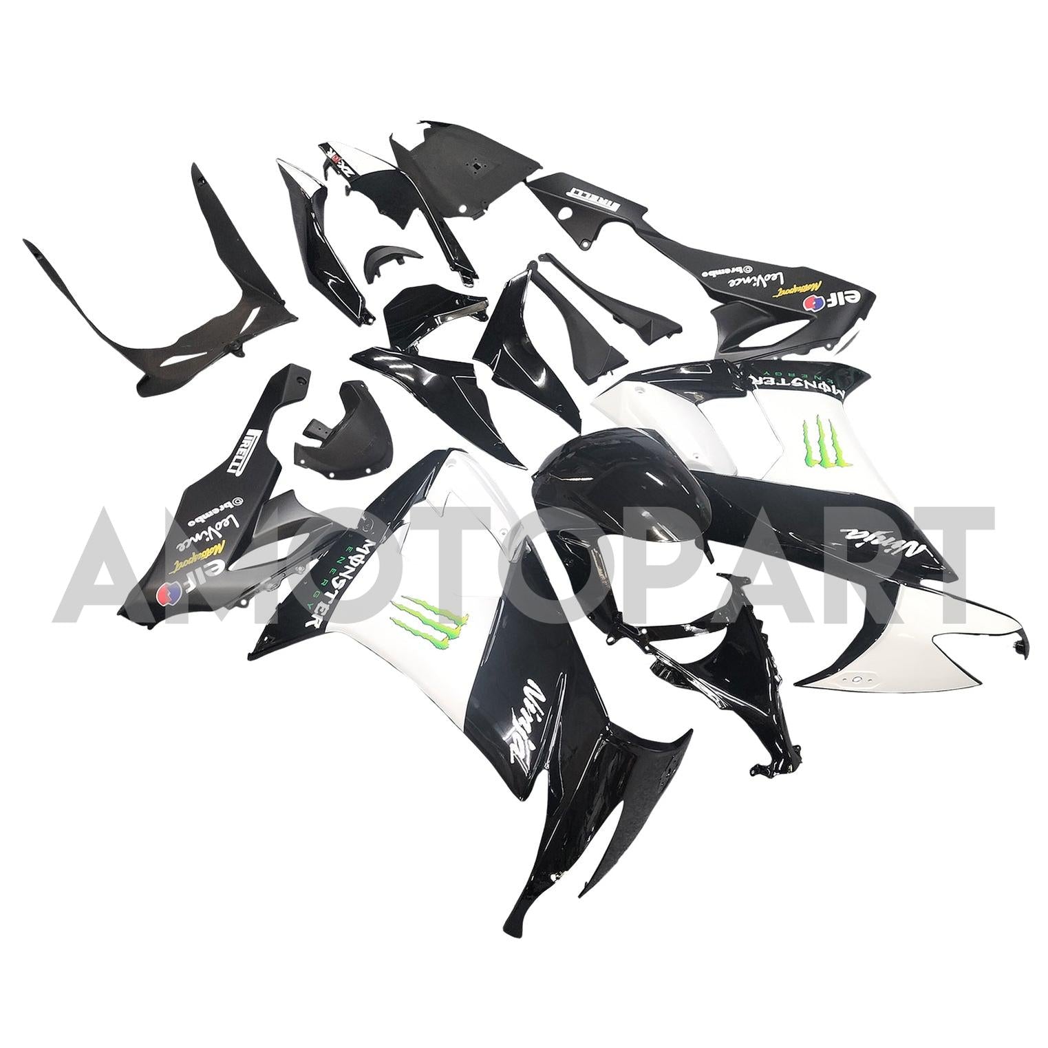Amotopart Kawasaki ZX10R 2008-2010 Black with Scratch Logo Fairing Kit