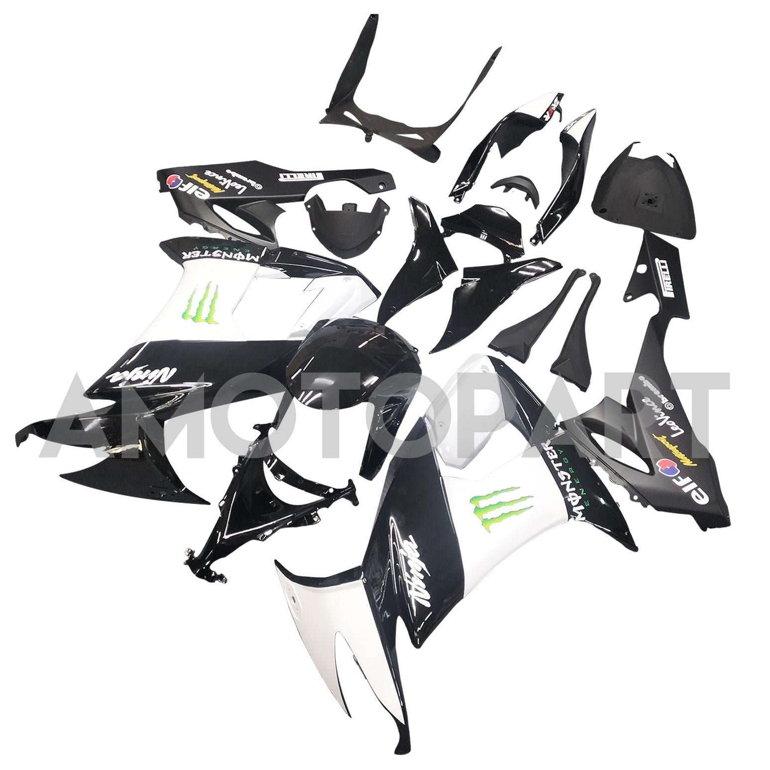 Amotopart Kawasaki ZX10R 2008-2010 Black with Scratch Logo Fairing Kit
