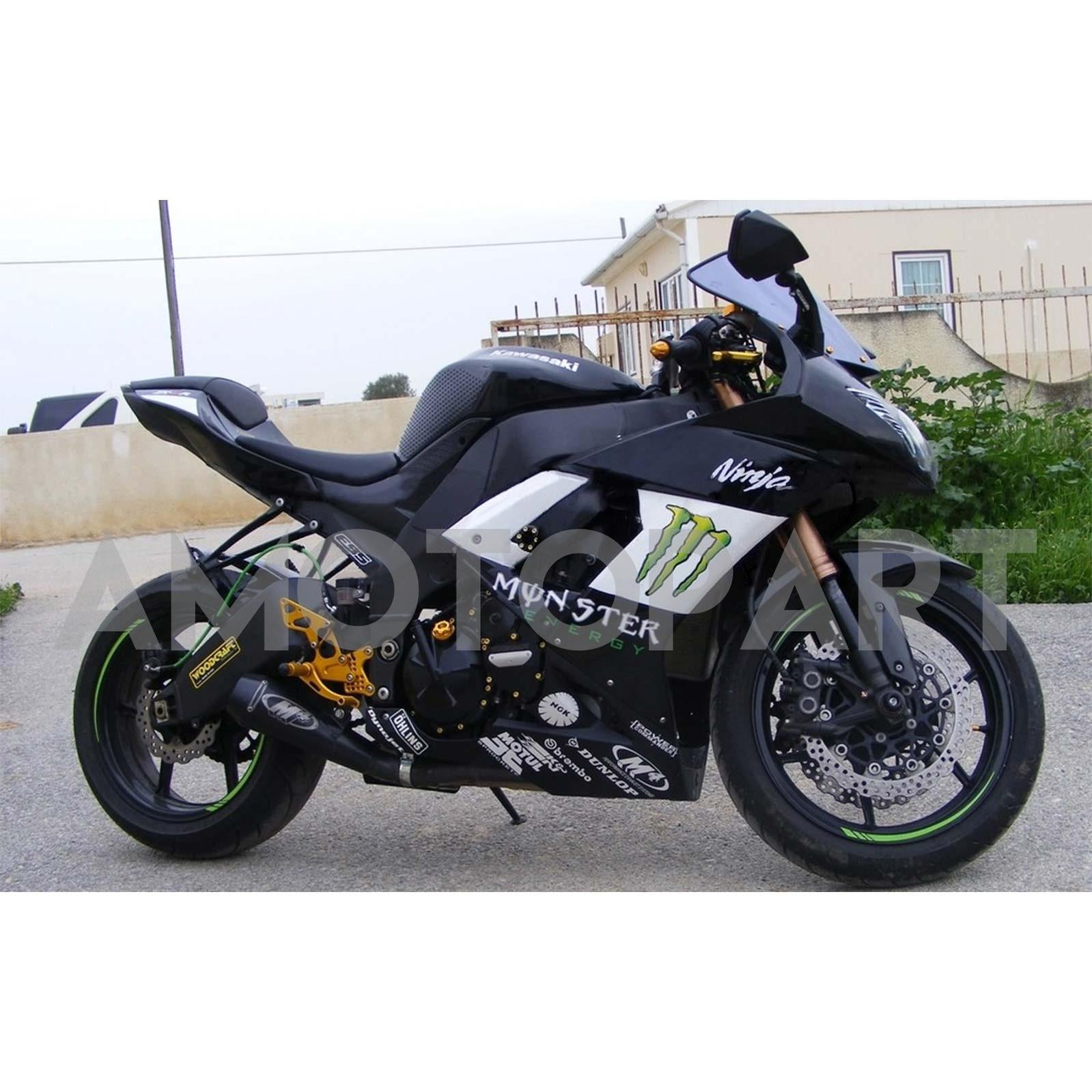 Amotopart Kawasaki ZX10R 2008-2010 Black With Scratch Logo Fairing Kit