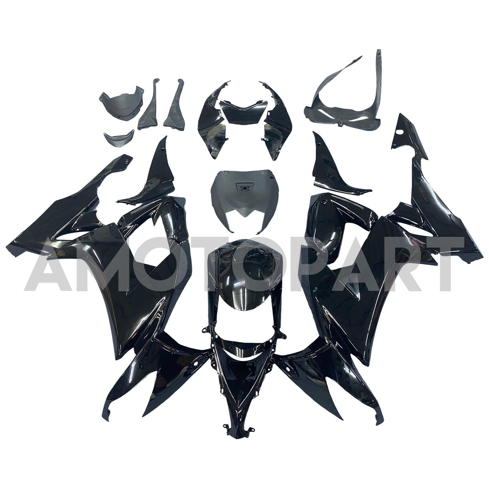 Amotopart Kawasaki ZX10R 2008-2010 Glossy Black Fairing Kit