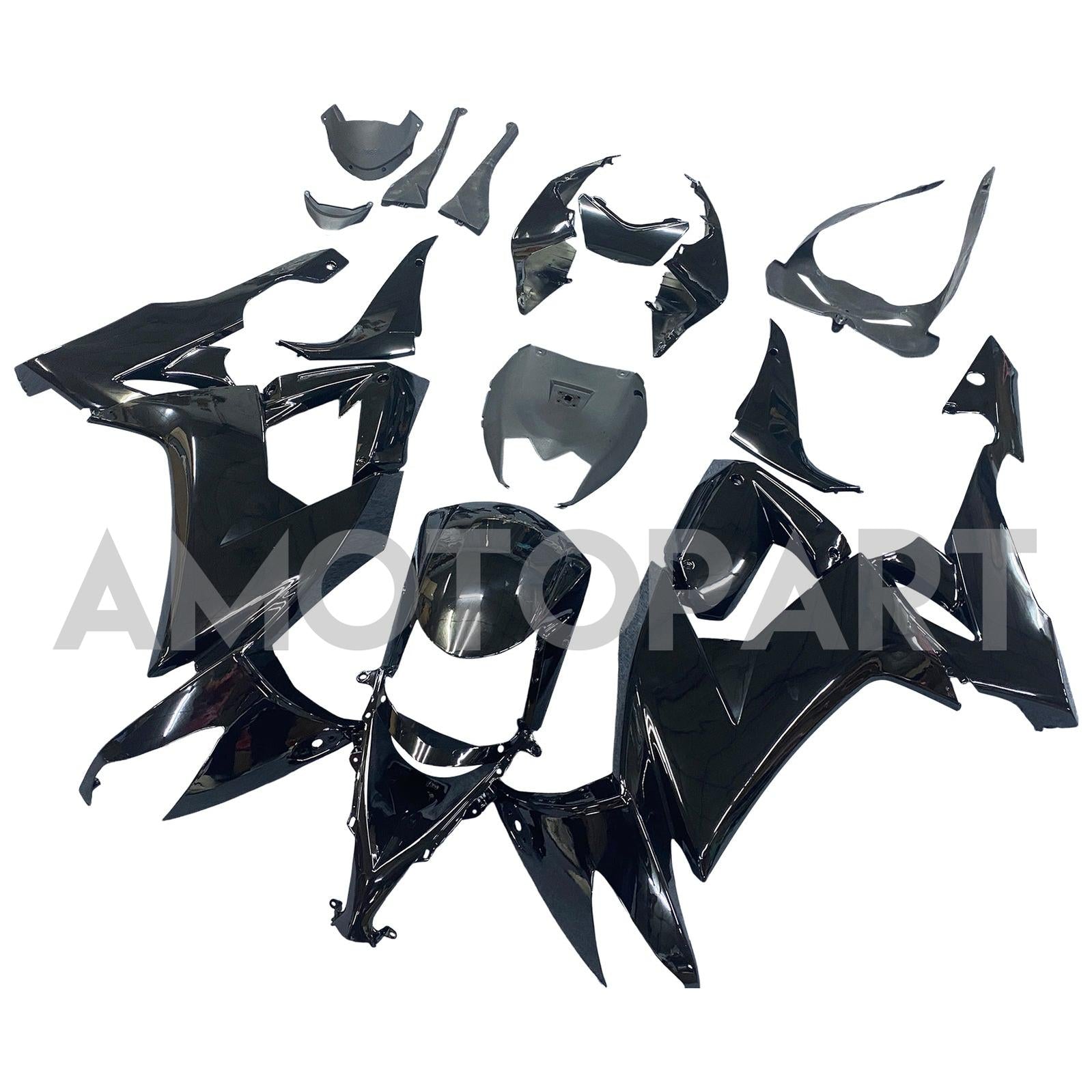 Amotopart Kawasaki ZX10R 2008-2010 Hochglänzende Schwarzverkleidung Kit