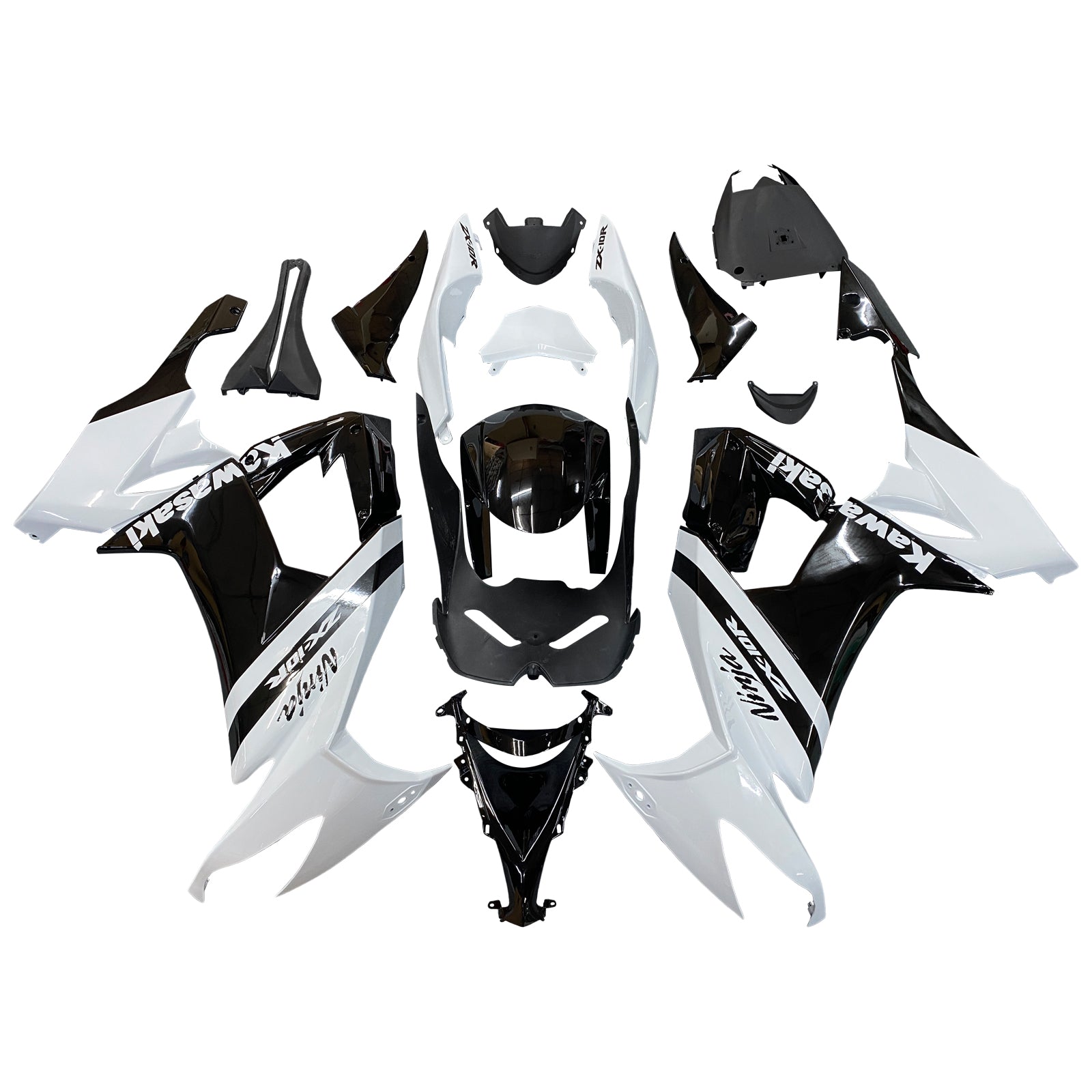 Amotopart Kawasaki ZX10R 2008-2010 White Black Fairing Kit