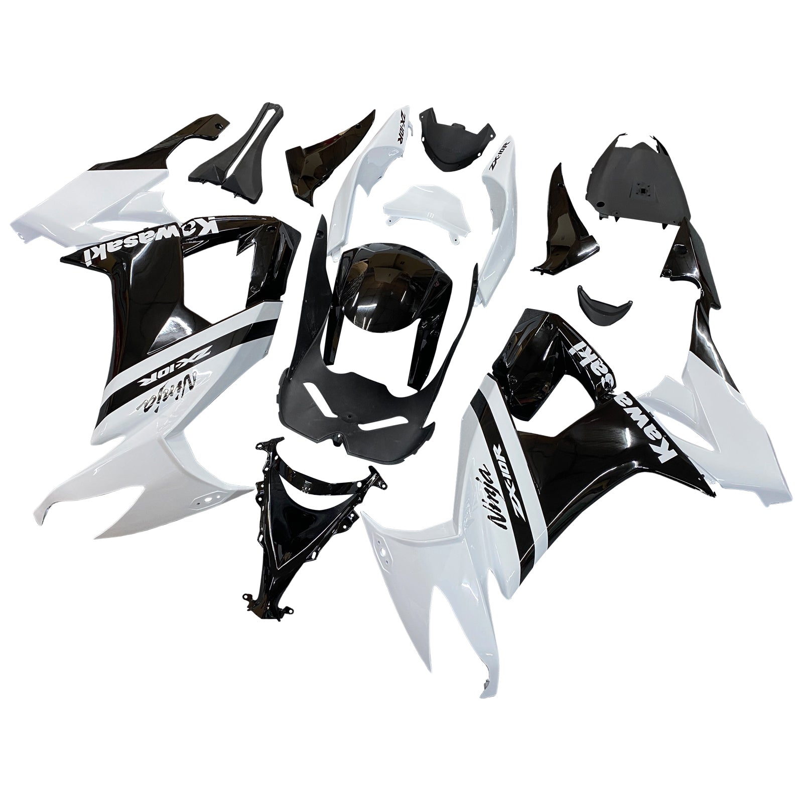 Amotopart Kawasaki ZX10R 2008-2010 White Black Fairing Kit