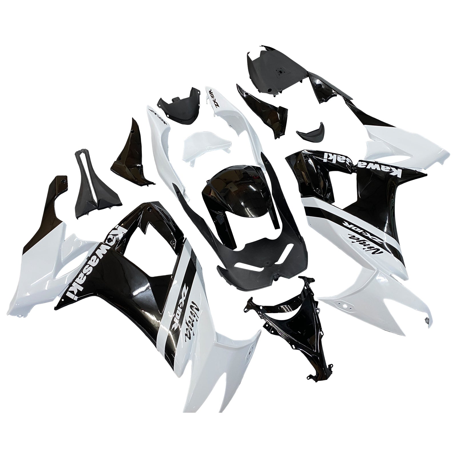 Amotopart Kawasaki ZX10R 2008-2010 White Black Fairing Kit