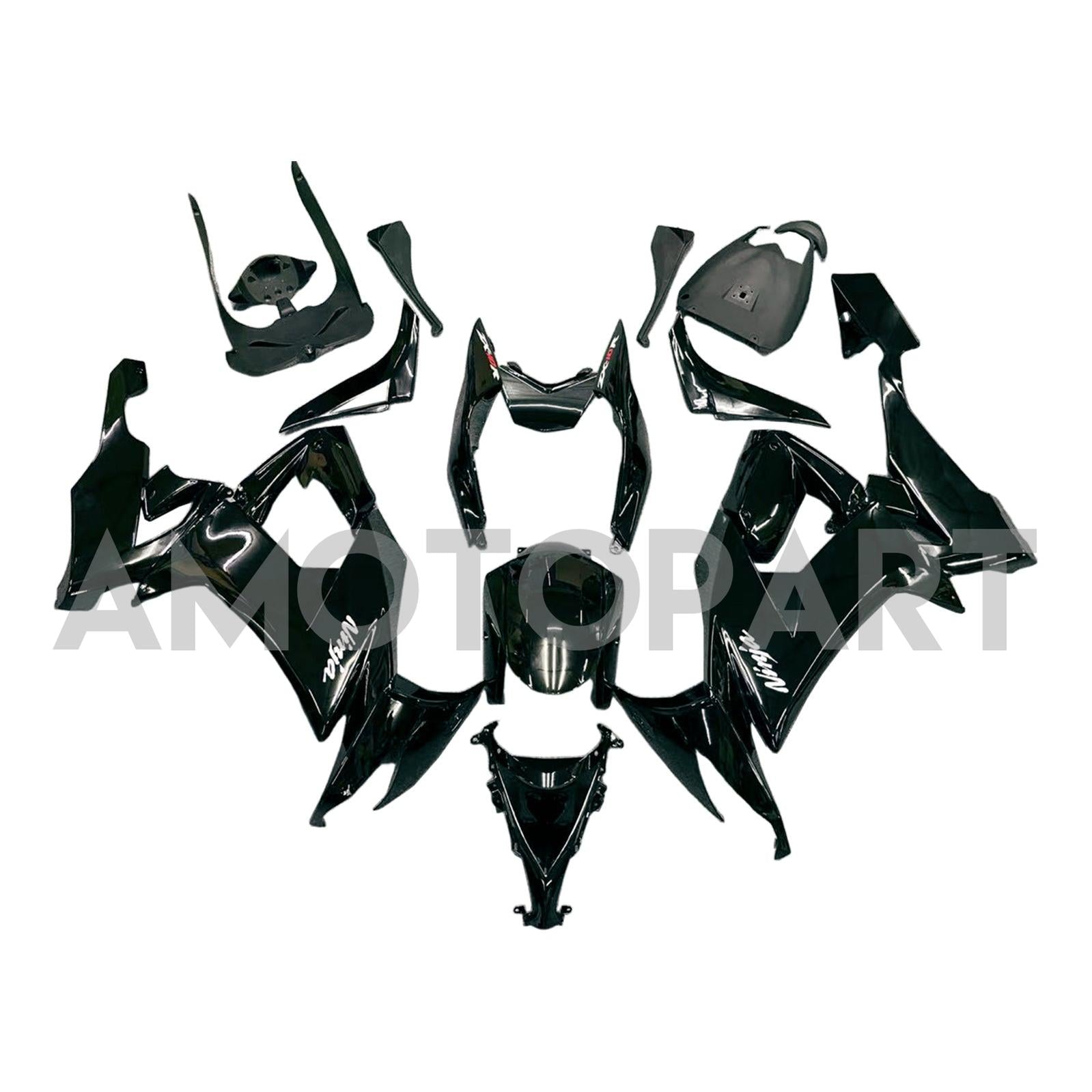 Amotopart Kawasaki ZX10R 2008-2010 Glossy Black Fairing Kit