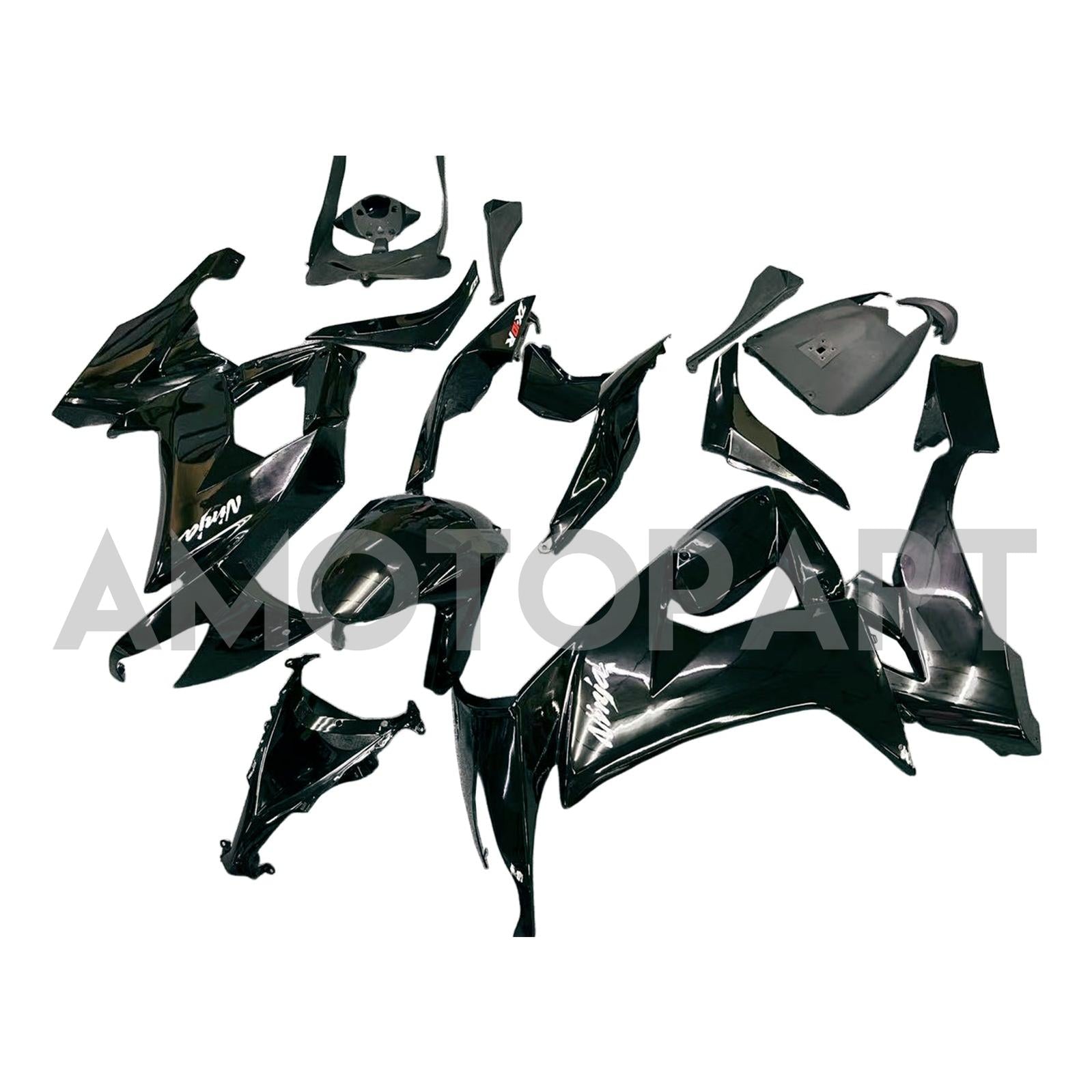 Amotopart Kawasaki ZX10R 2008-2010 Glossy Black Fairing Kit