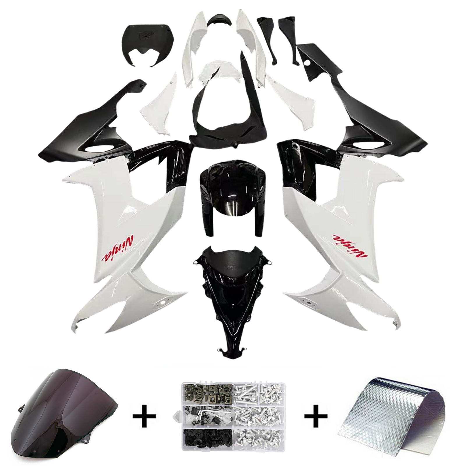 Kit de carénage blanc Amotopart Kawasaki ZX10R 2008-2010