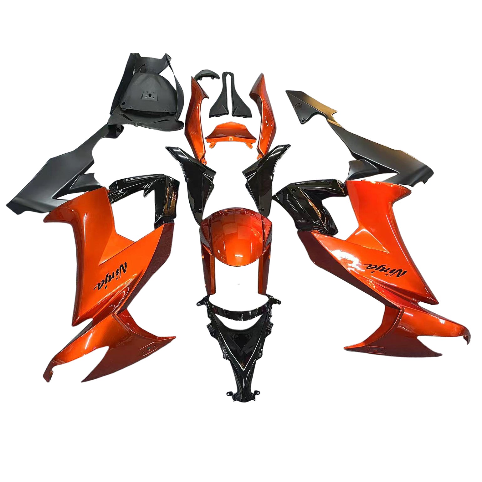 Amotopart Kawasaki ZX10R 2008-2010 Glossy Orange Black Fairing Kit