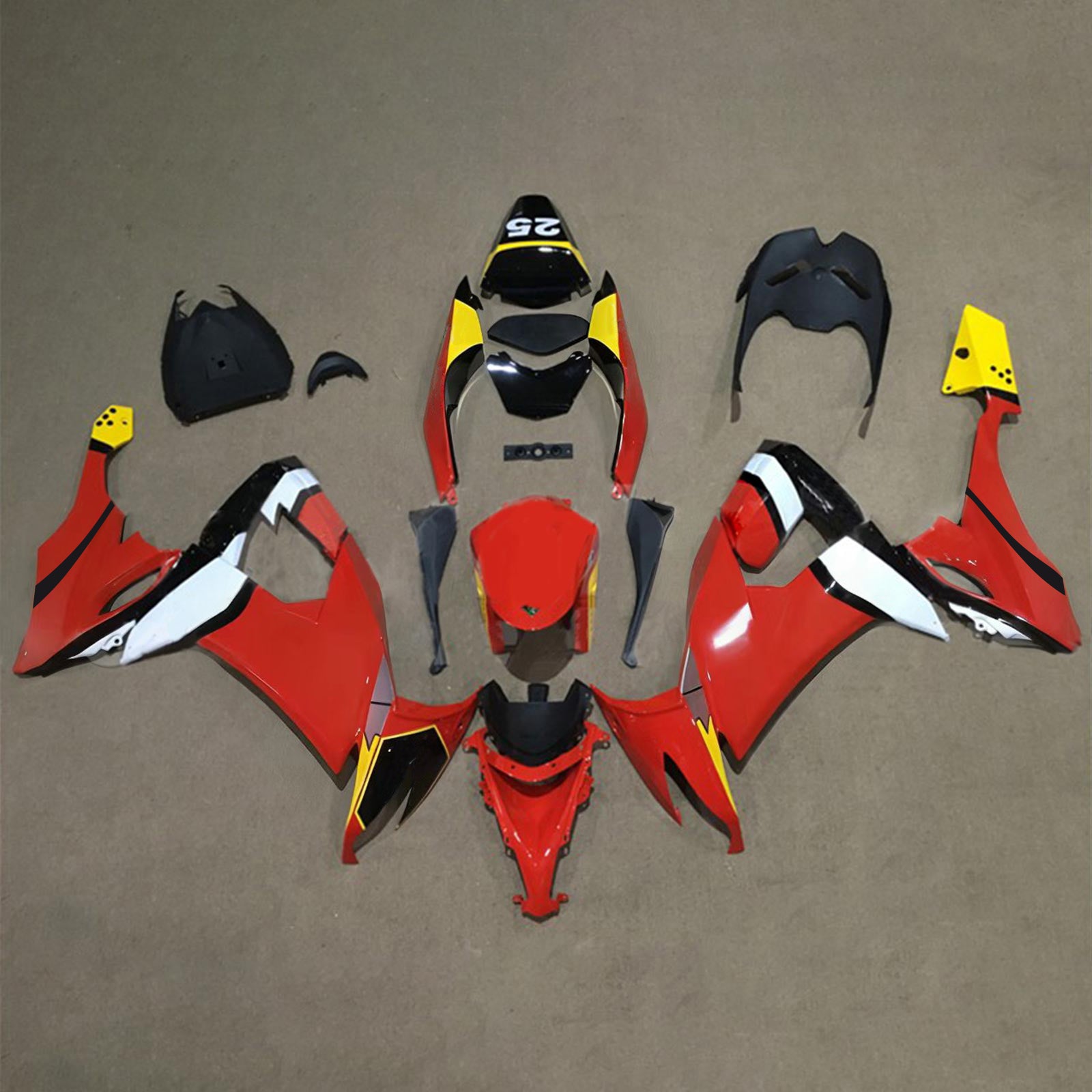 Kit carena Amotopart 2008-2010 Kawasaki ZX10R rosso e giallo