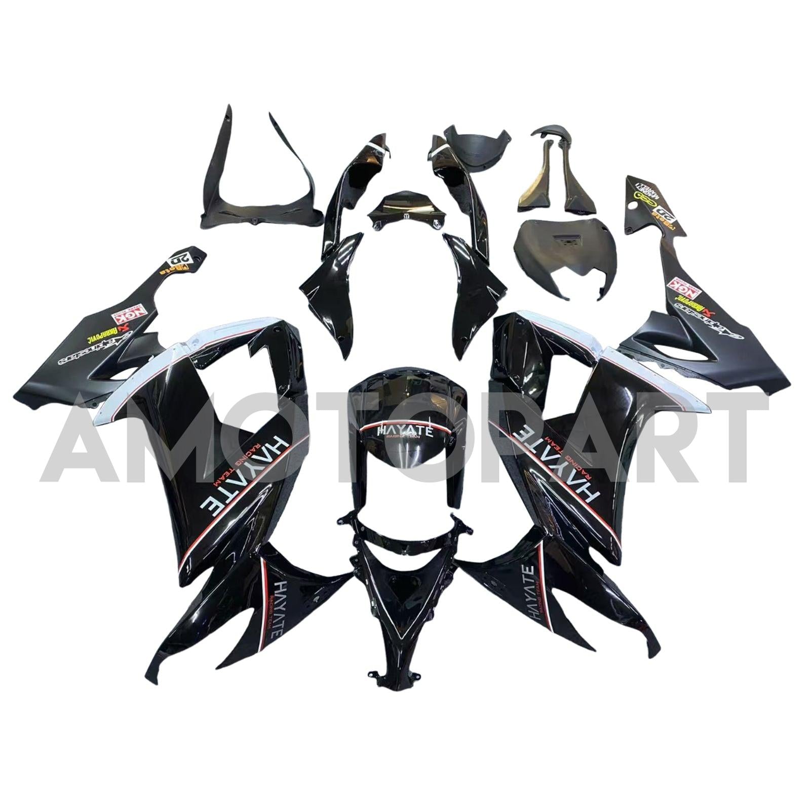 Amotopart 2008-2010 Kawasaki ZX10R Gloss & Matte Black Fairing Kit