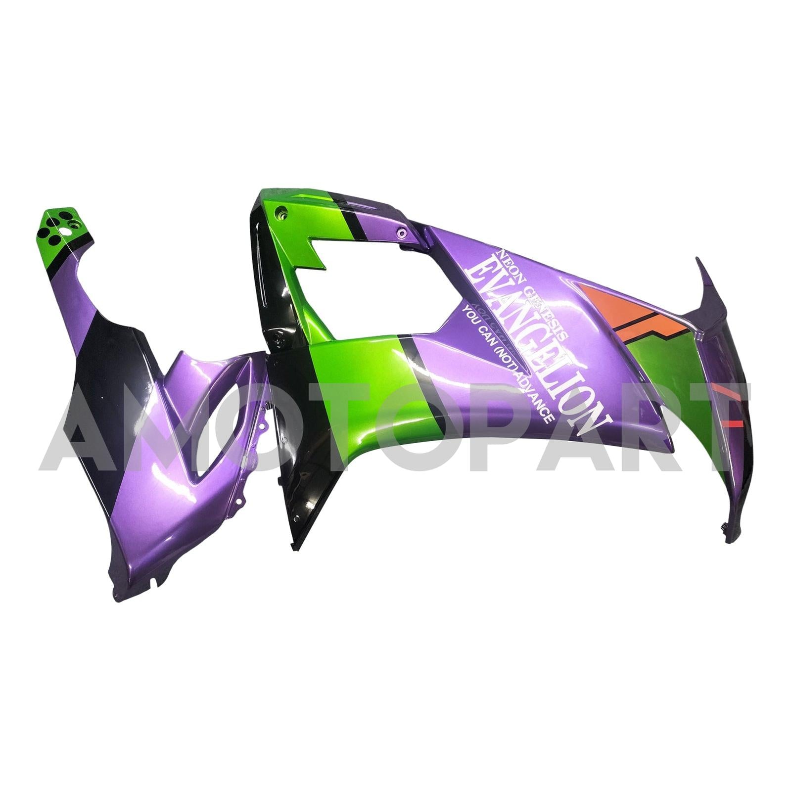 Amotopart 2008-2010 Kawasaki ZX10R Zielony i fioletowy zestaw owiewki