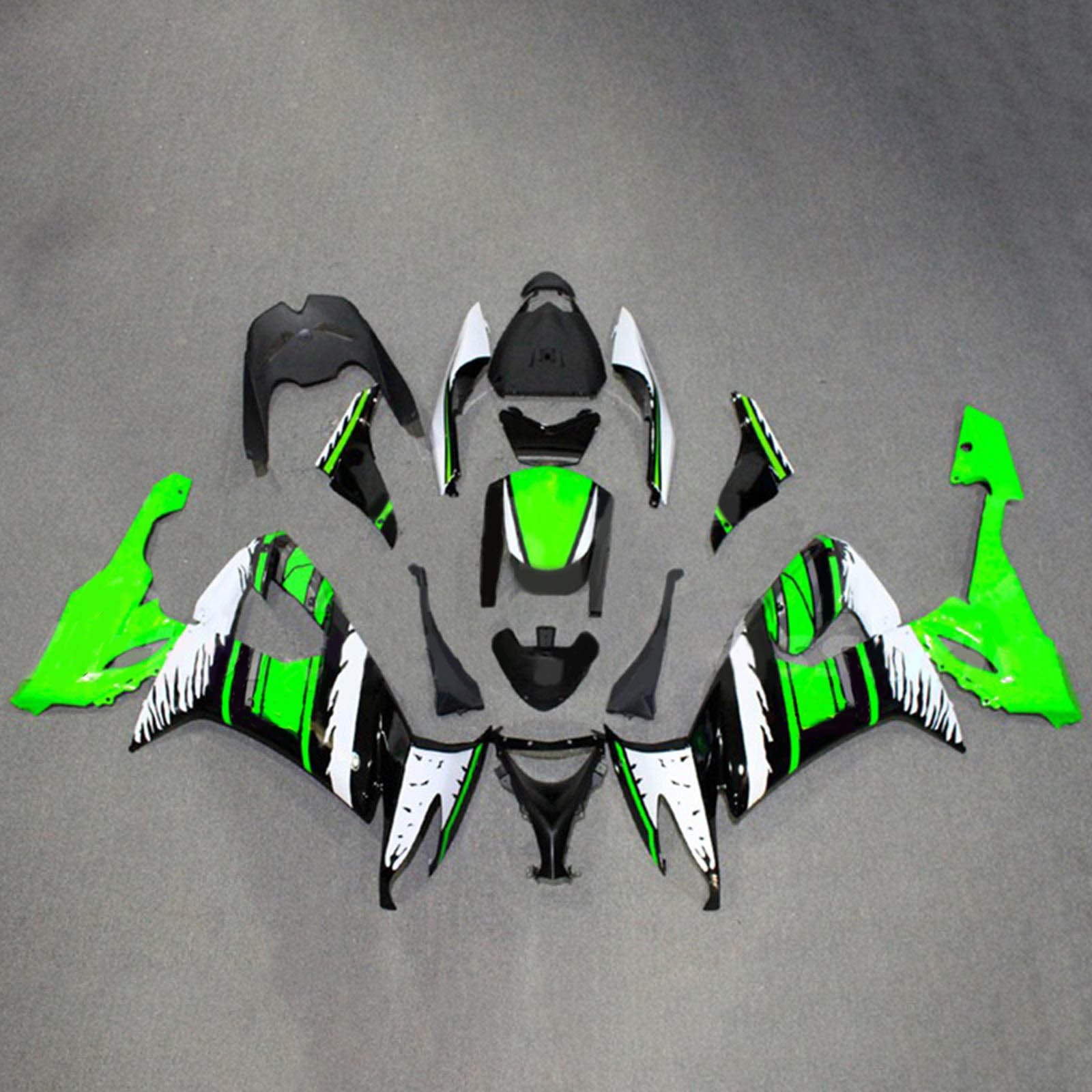 Kit carena Amotopart 2008-2010 Kawasaki ZX10R verde e nero Style3