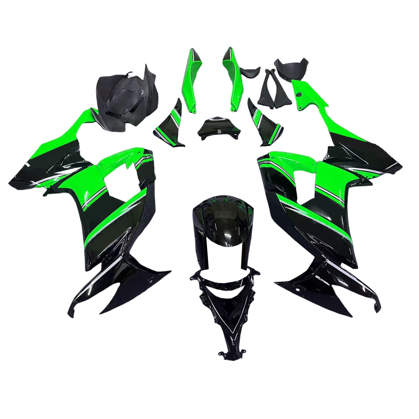 Amotopart 2008-2010 Kawasaki ZX10R Green&Black Style4 Fairing Kit