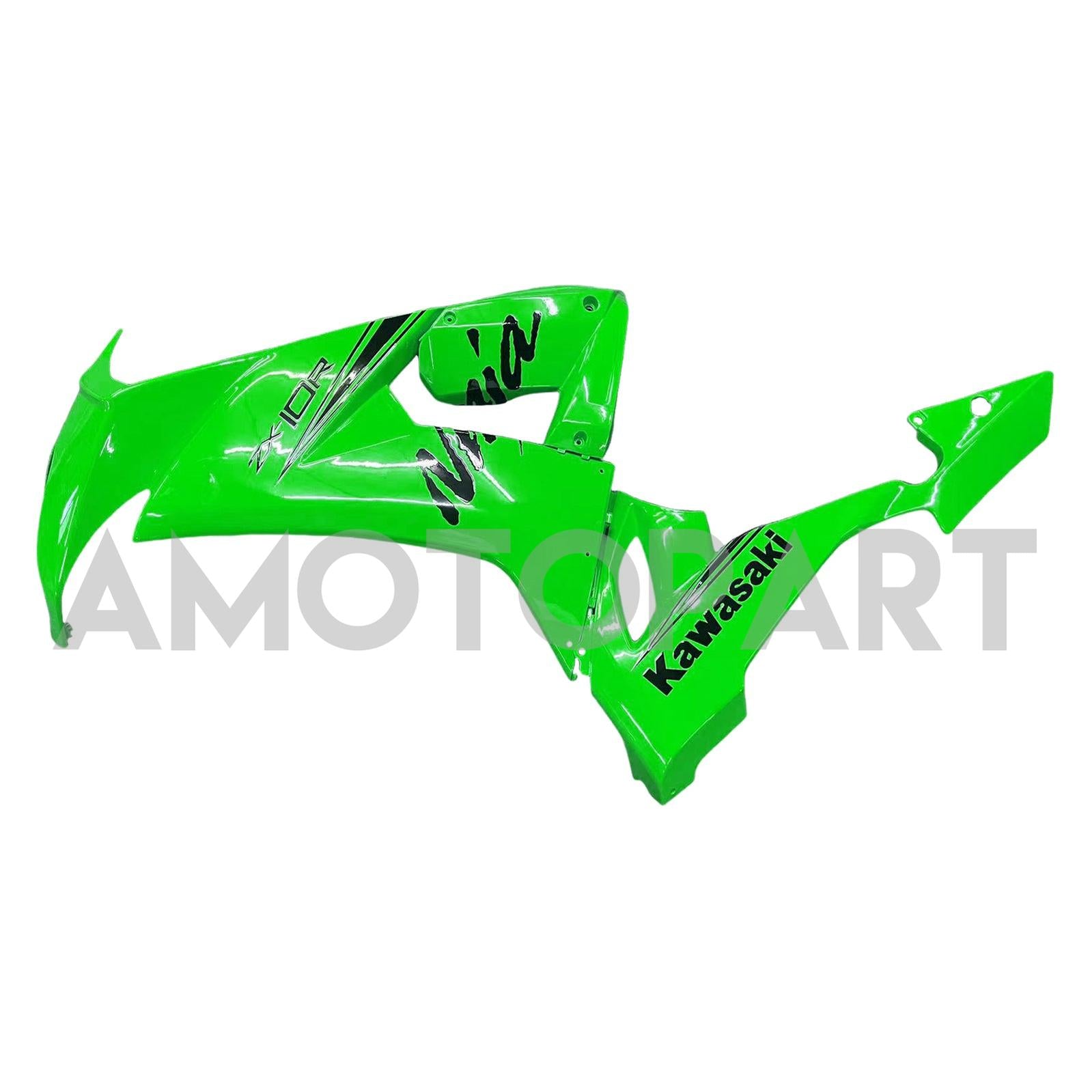 Amotopart 2008–2010 Kawasaki ZX10R Grün&Schwarzes Logo Style5 Verkleidungskit