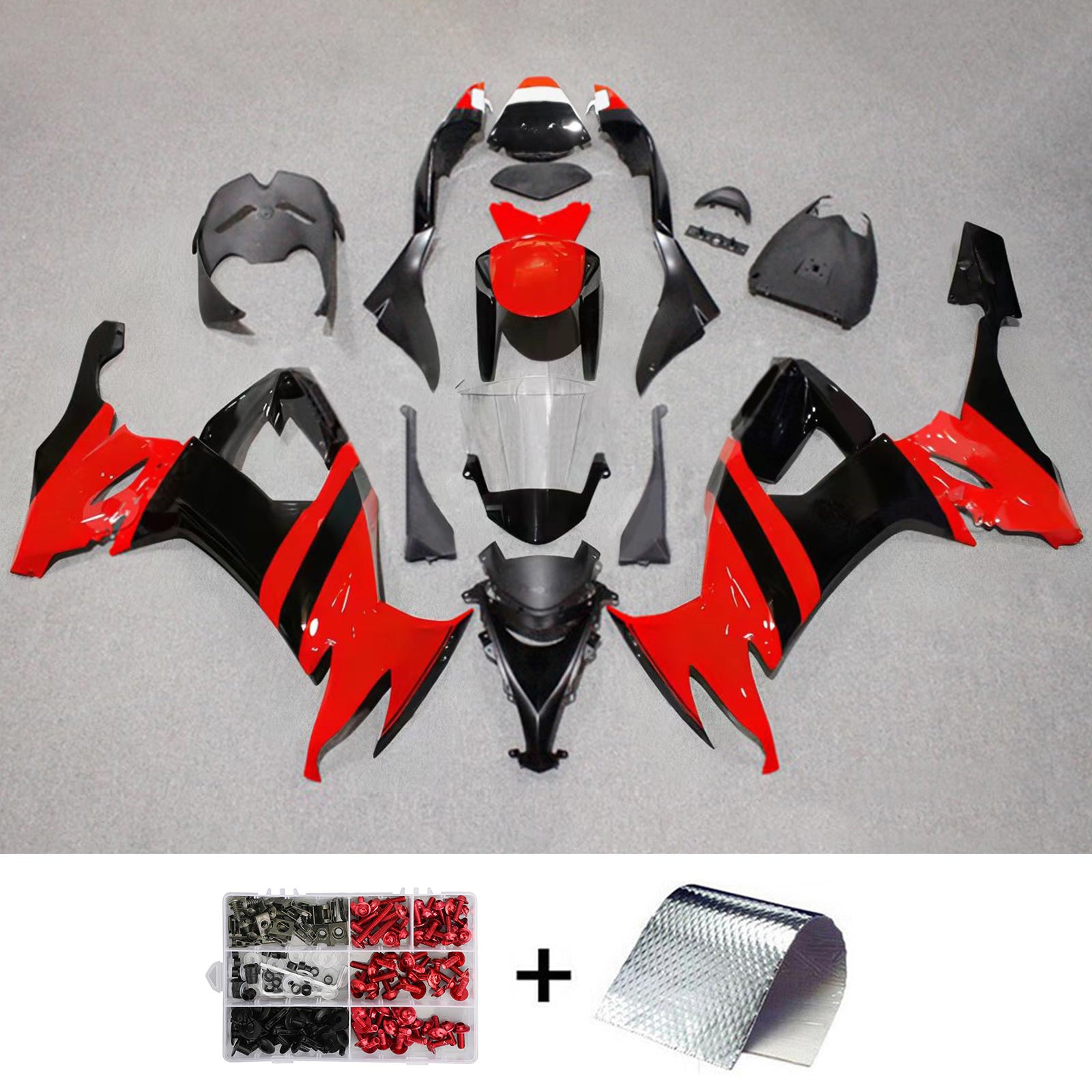 Amotopart 2008-2010 Kawasaki ZX10R Red&Black Style1 Fairing Kit