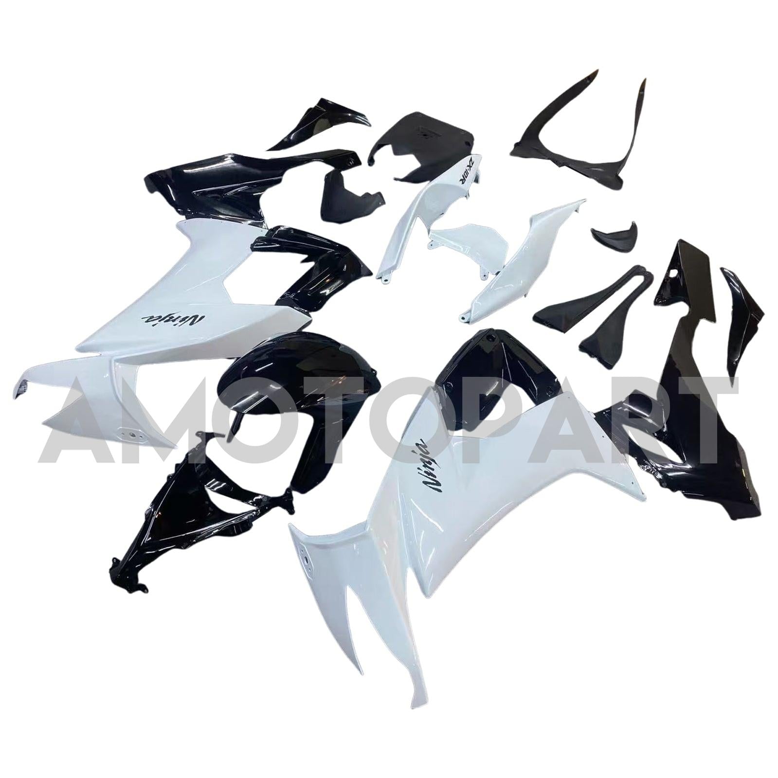Kit carena Amotopart 2008-2010 Kawasaki ZX10R bianco e nero