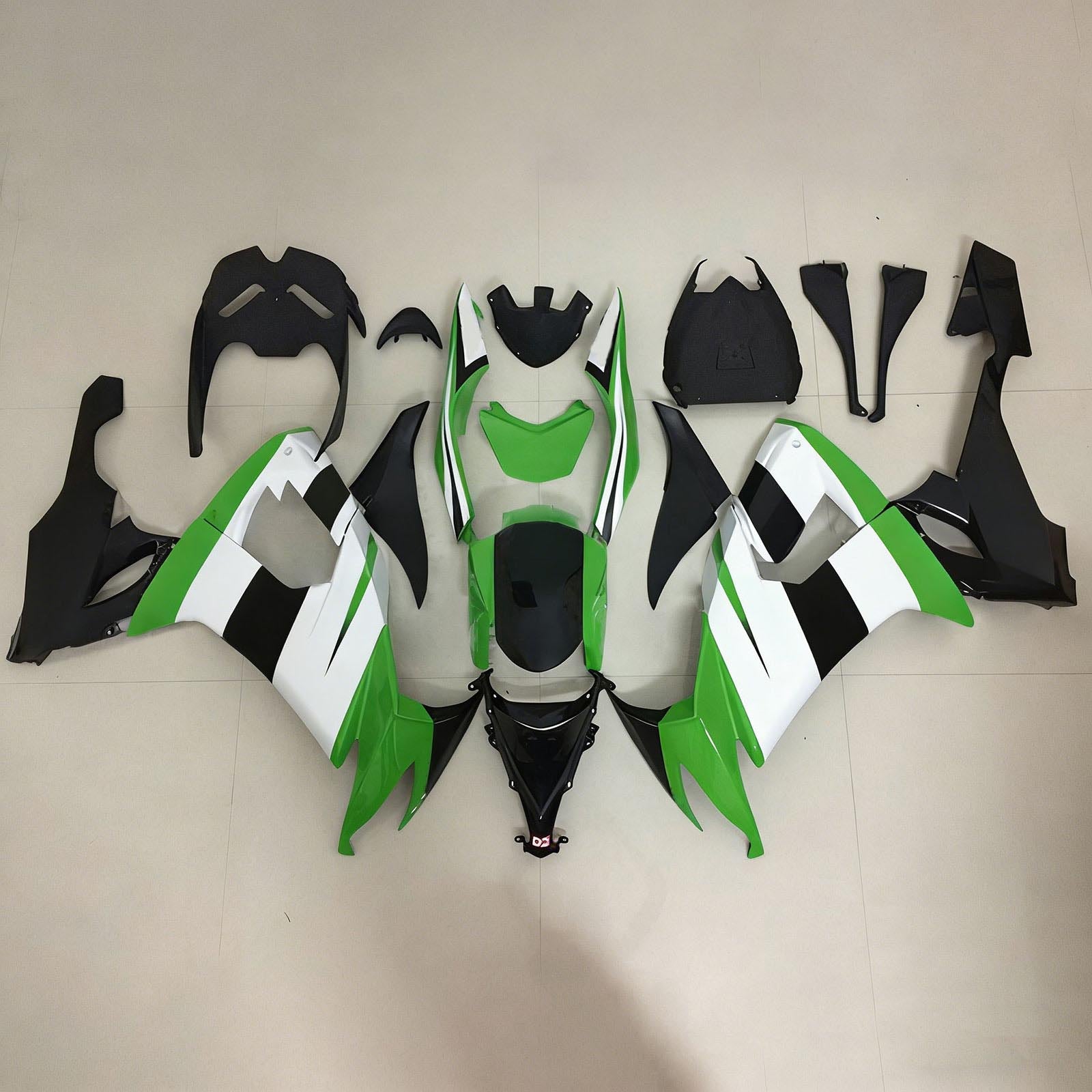 Kit carena Amotopart 2008-2010 Kawasaki ZX10R verde e nero Style7
