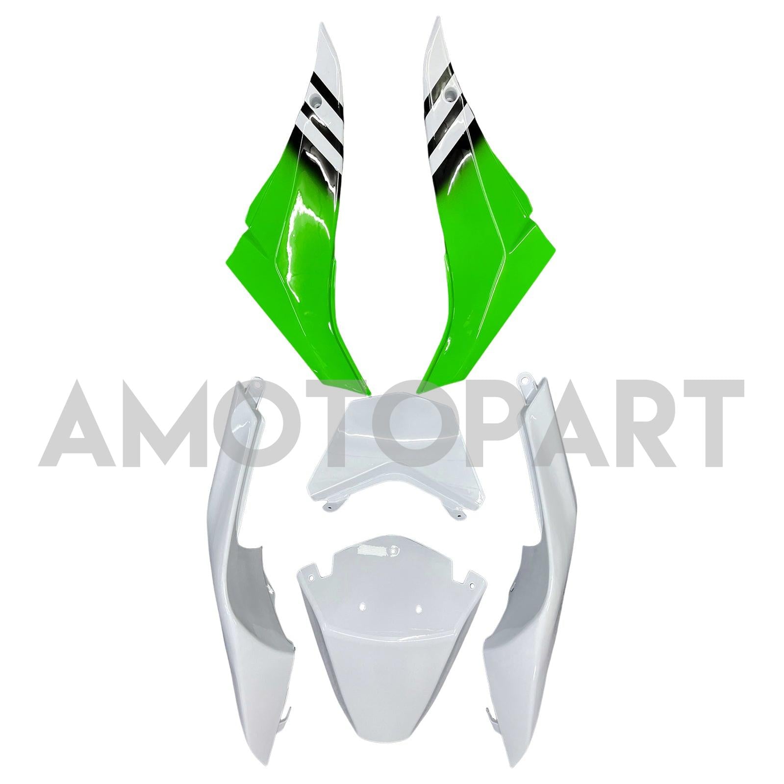 Amotopart 2008-2010 Kawasaki ZX10R Green&White Style2 Fairing Kit