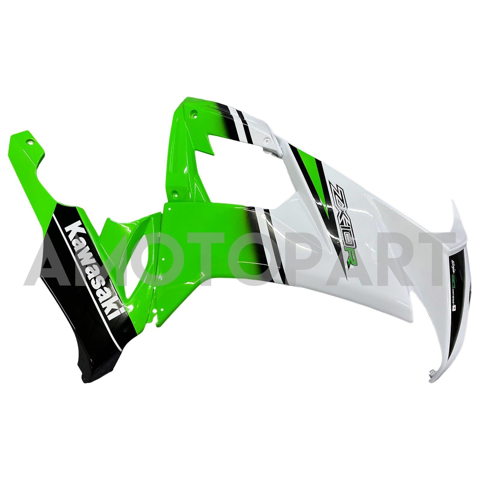 Amotopart 2008-2010 Kawasaki ZX10R Green&White Style2 Fairing Kit