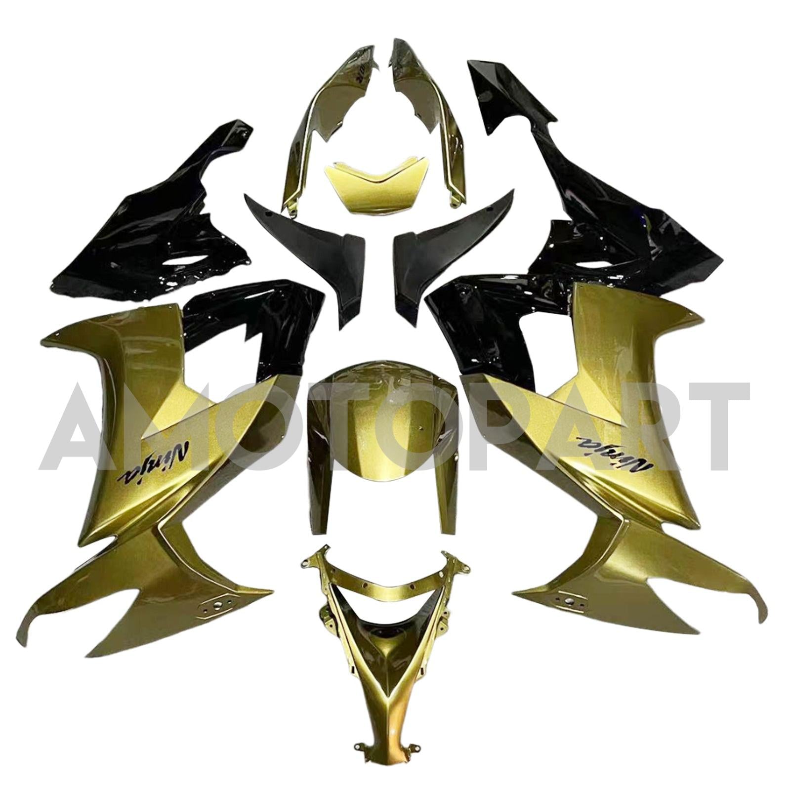 Amotopart 2008-2010 Kawasaki ZX10R ゴールド フェアリングキット