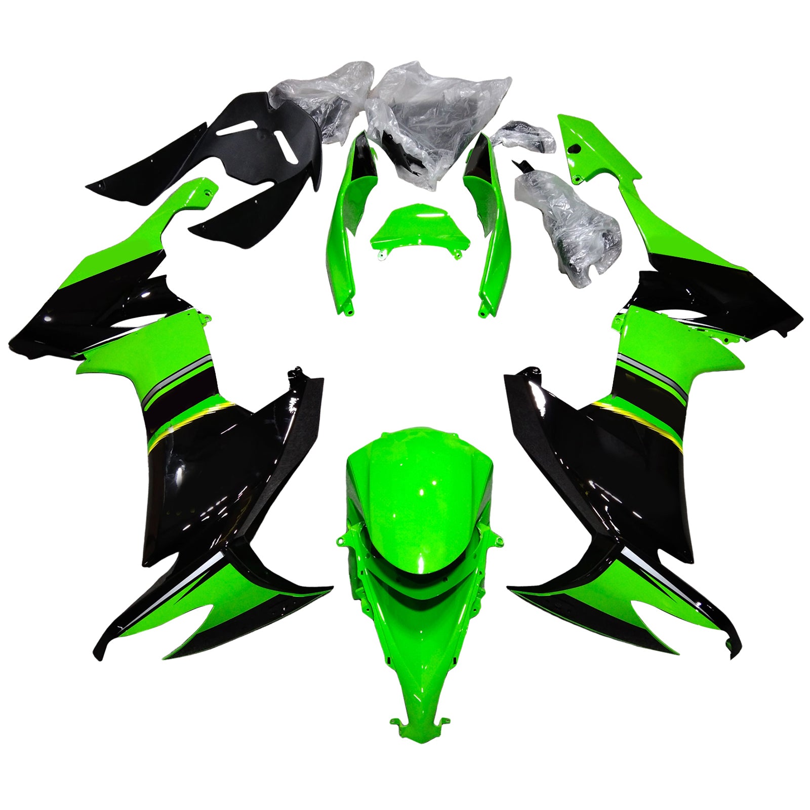 Amotopart 2008-2010 Kawasaki ZX10R Green&Black Style6 Fairing Kit