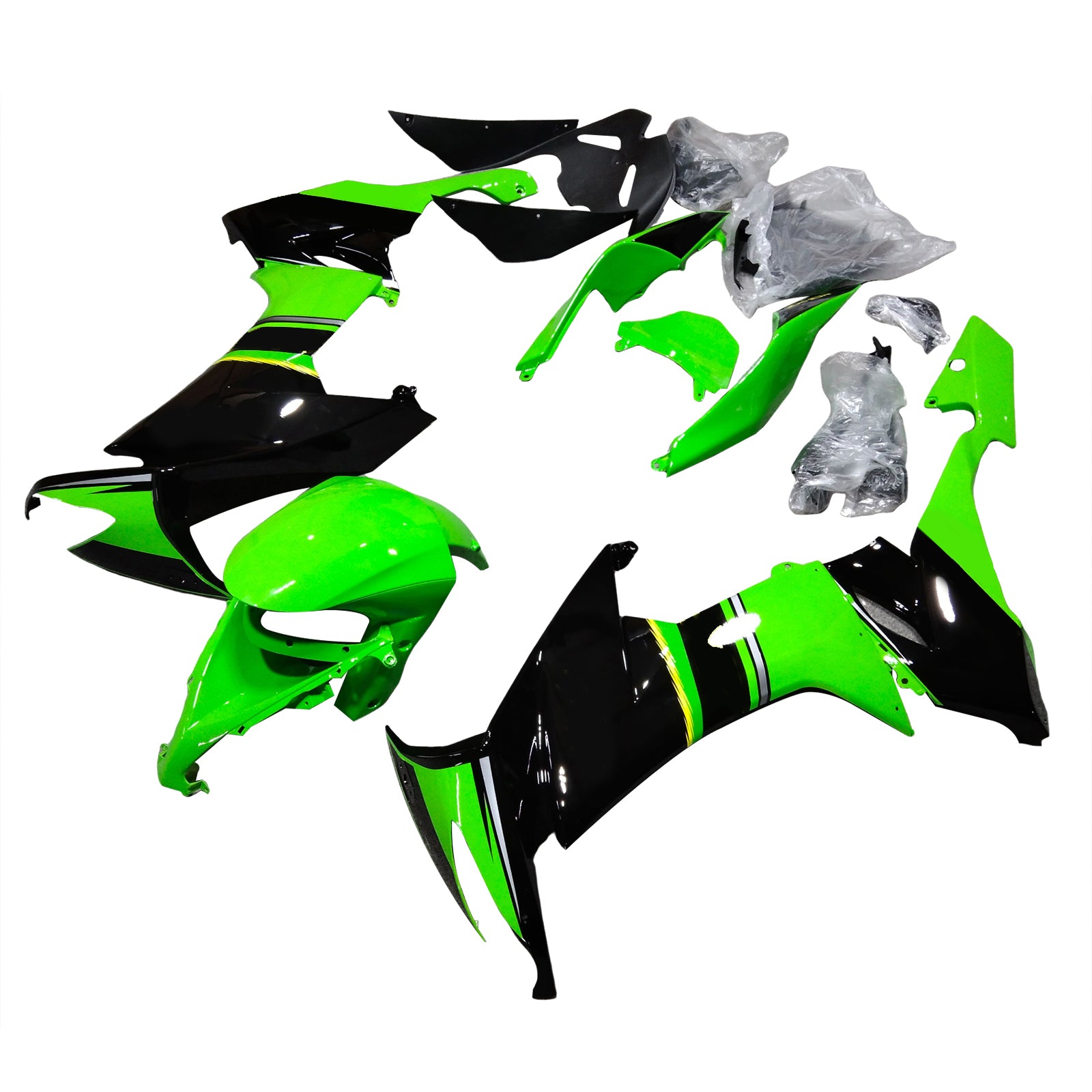 Amotopart 2008-2010 Kawasaki ZX10R Green&Black Style6 Fairing Kit