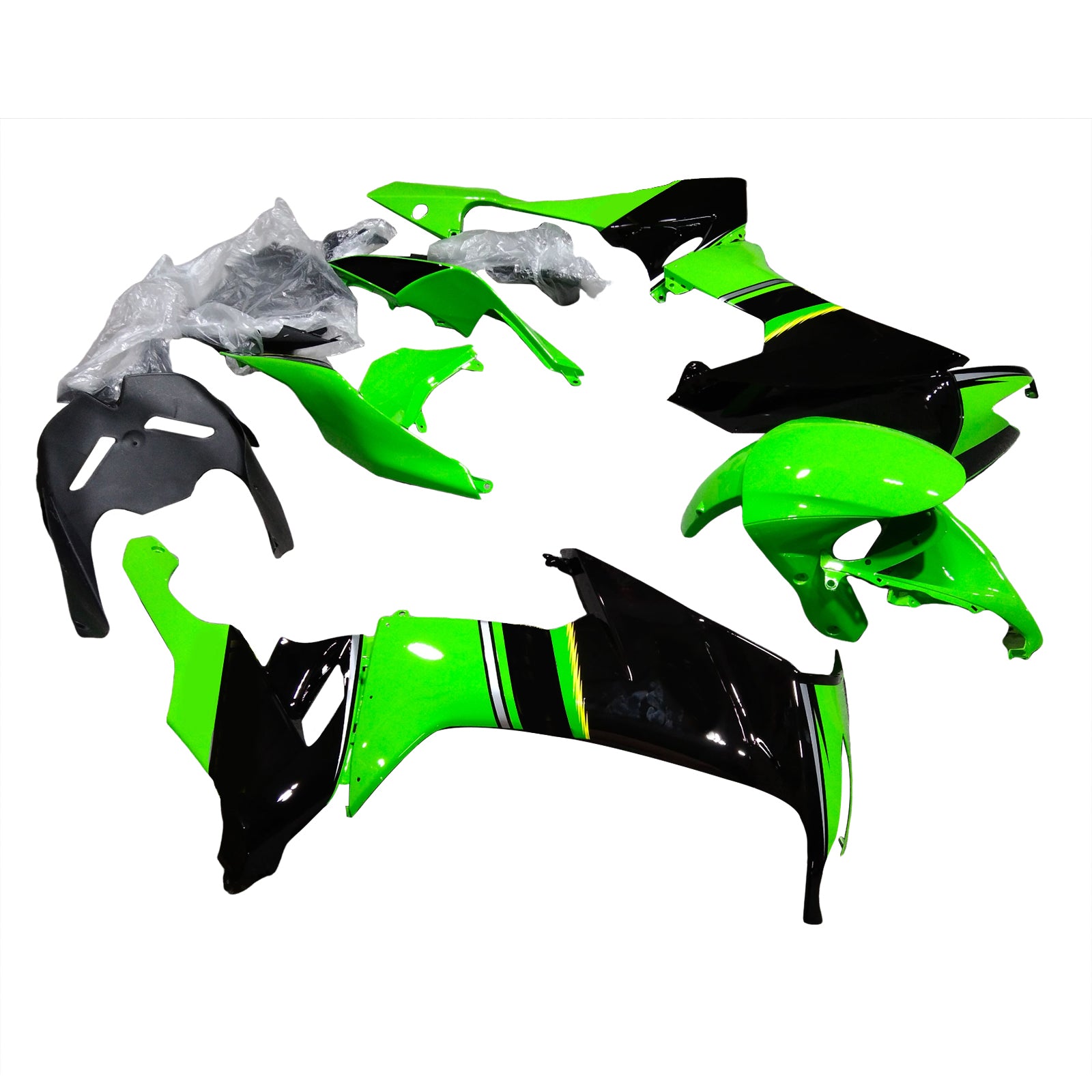 Amotopart 2008-2010 Kawasaki ZX10R Green&Black Style6 Fairing Kit