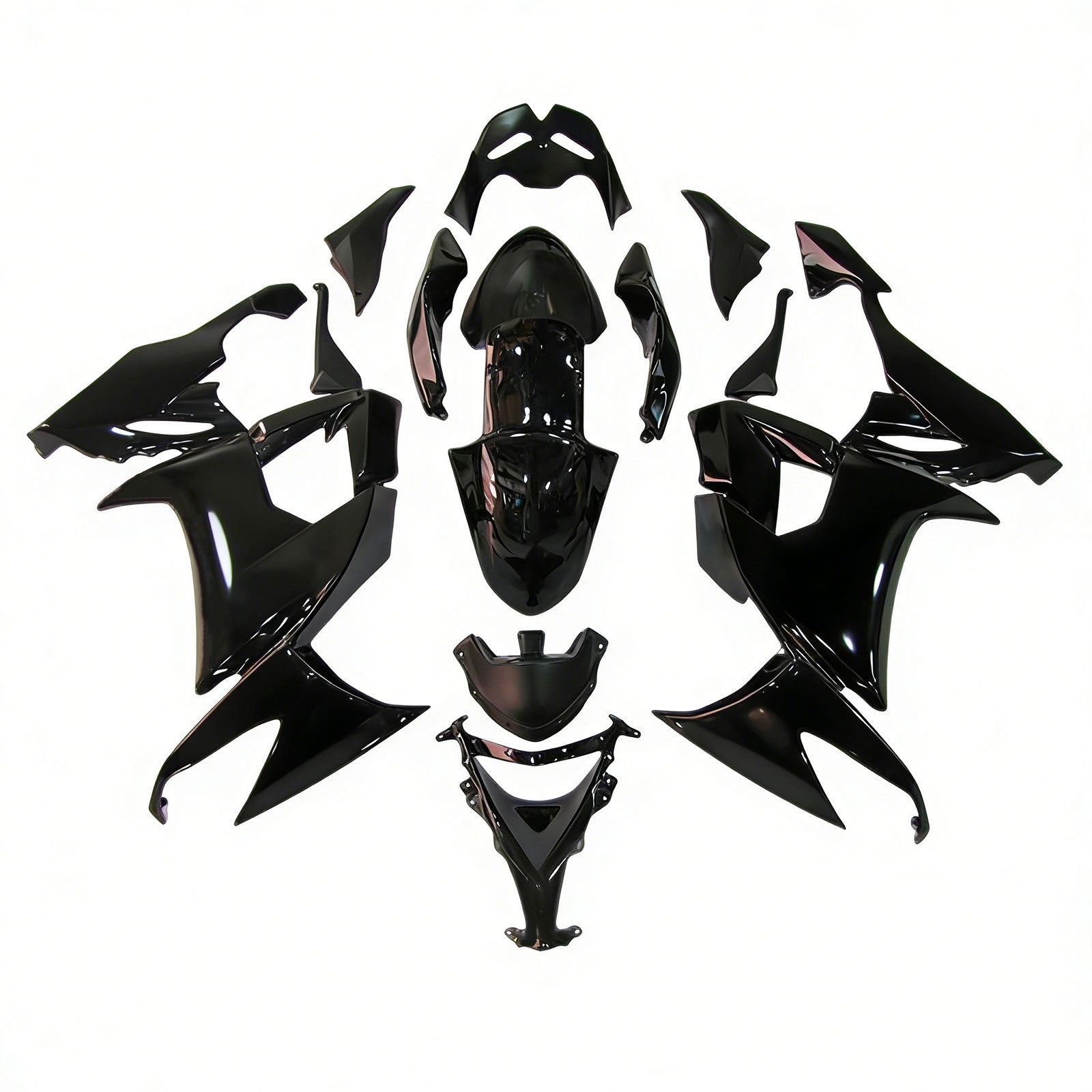 Amotopart 2008-2010 Kawasaki ZX10R 光沢のあるブラック フェアリング