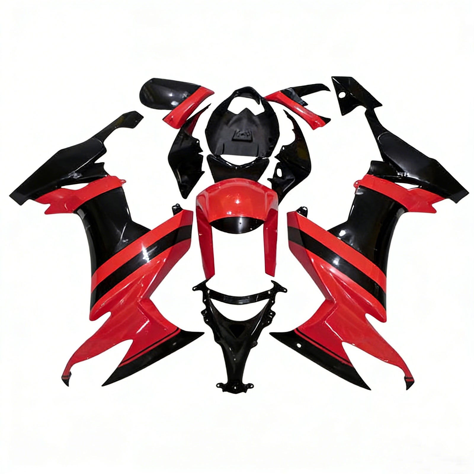 Amotopart 2008–2010 Kawasaki ZX10R Rot Schwarz Verkleidungsset