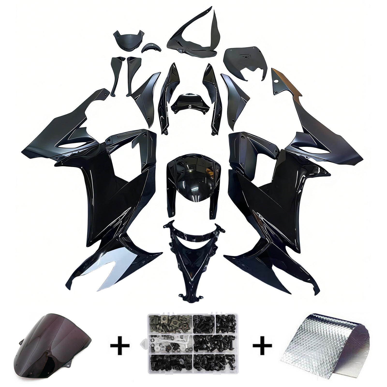 Amotopart 2008-2010 Kawasaki ZX10R Black Fairing Kit