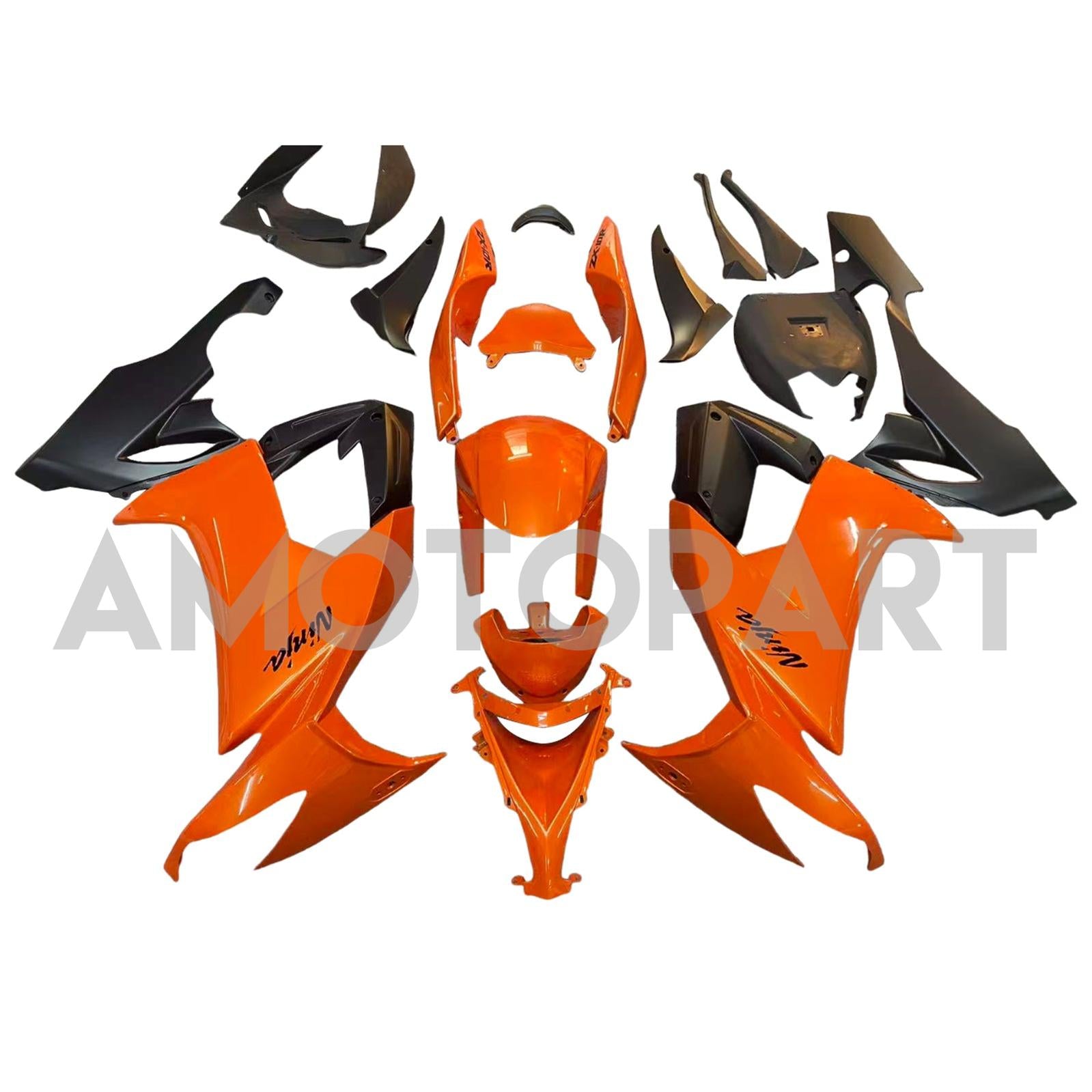 Amotopart 2008-2010 Kawasaki ZX10R Orange Black Fairing Kit